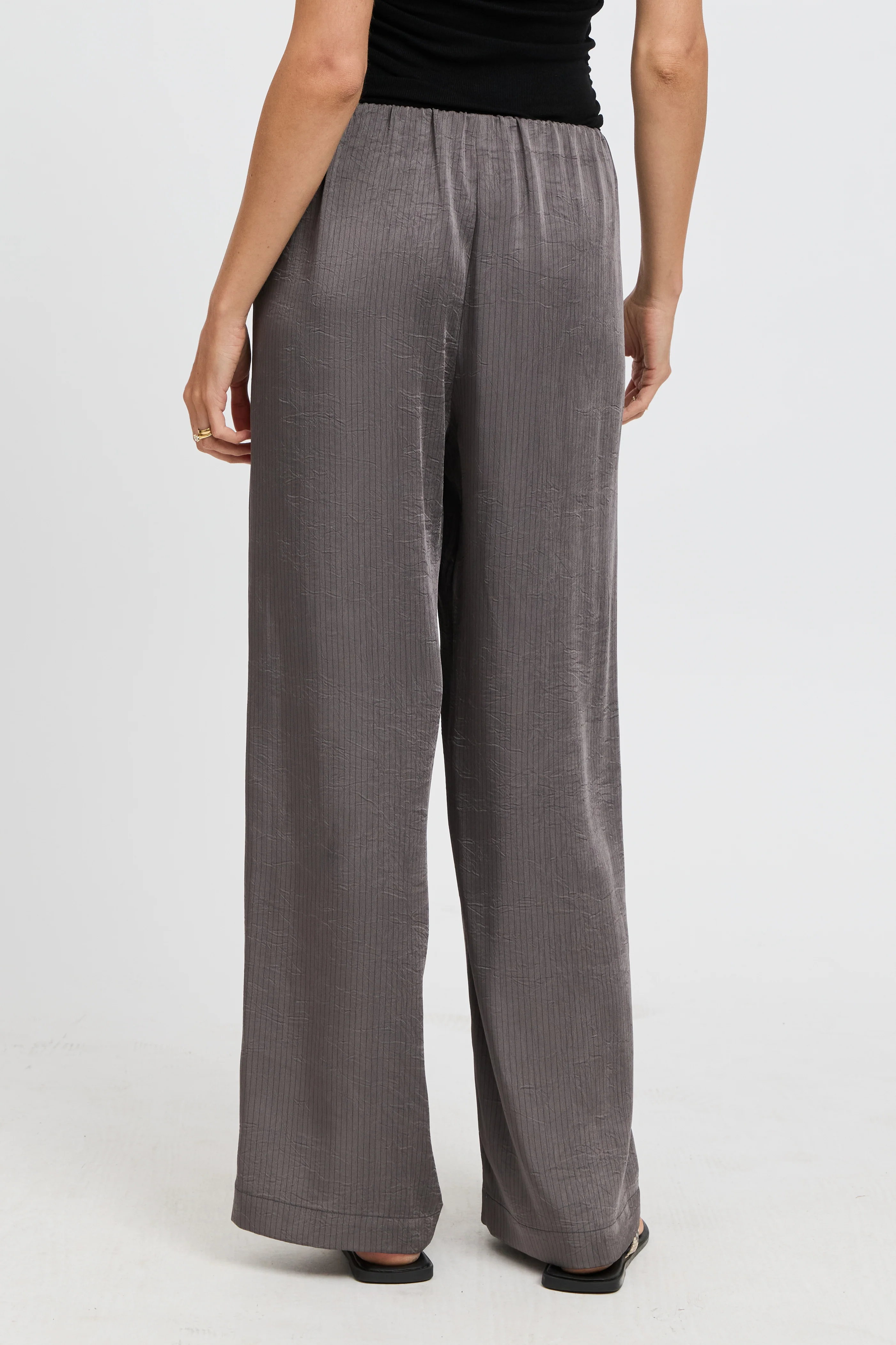 Agnes Satin Wide Leg Pant - Slate - Image 5