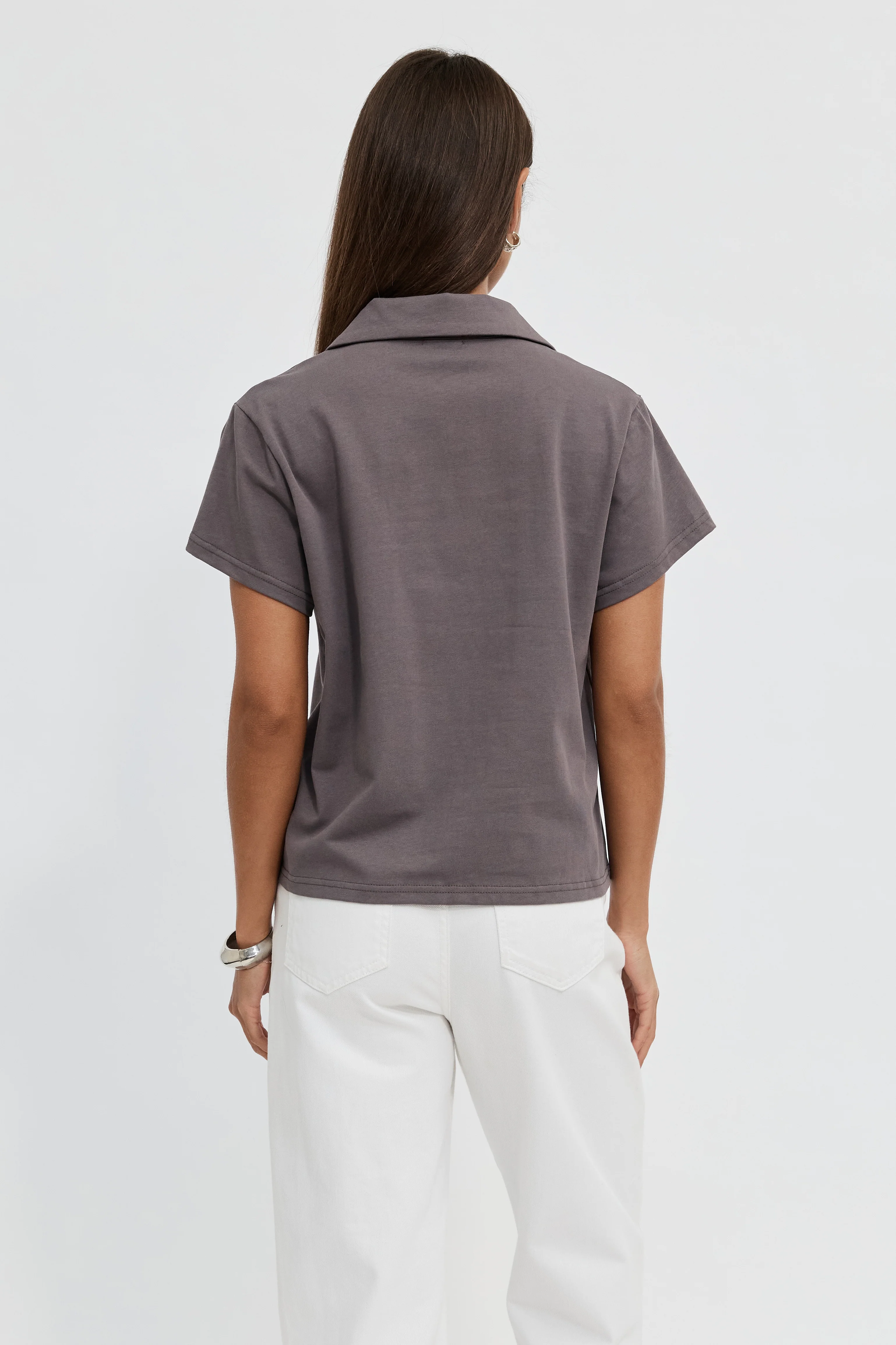 Alba Zip Front Tee - Deep Mauve - Image 5