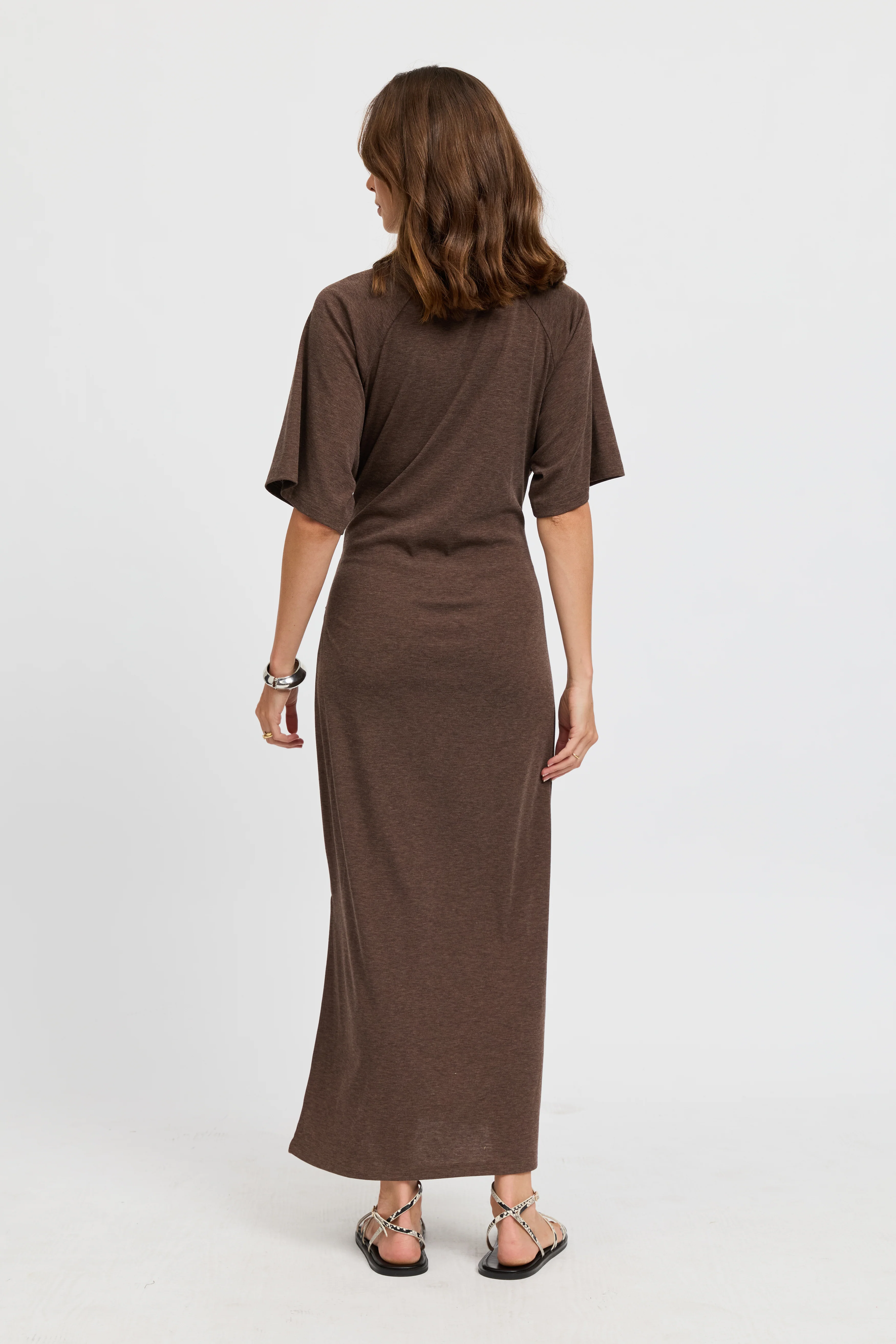 Alia Tie-Detail Box-Cut Tee Dress - Chocolate - Image 10