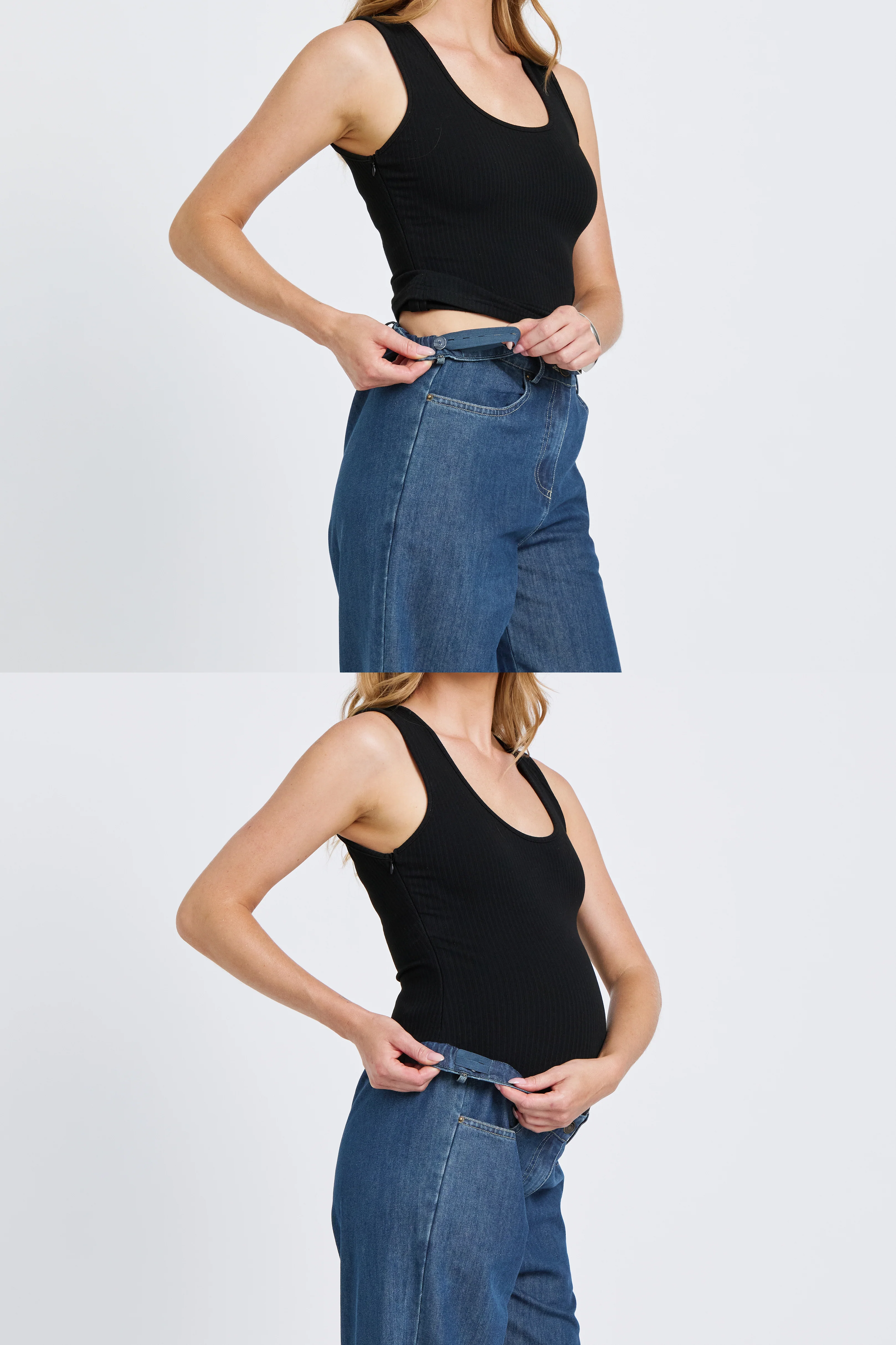 Anderson Adjustable-Waist Wide Leg Jean - Medium Blue - Image 3