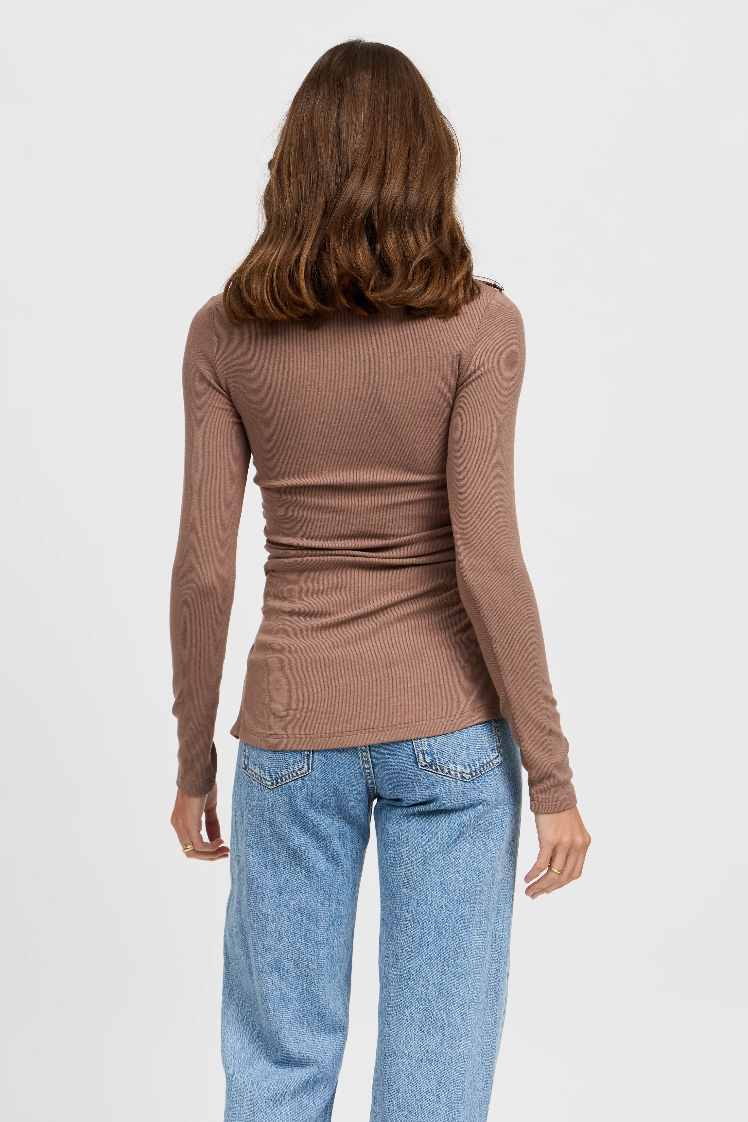 Ari Ribbed Long Sleeve Top - Mocha - Image 5