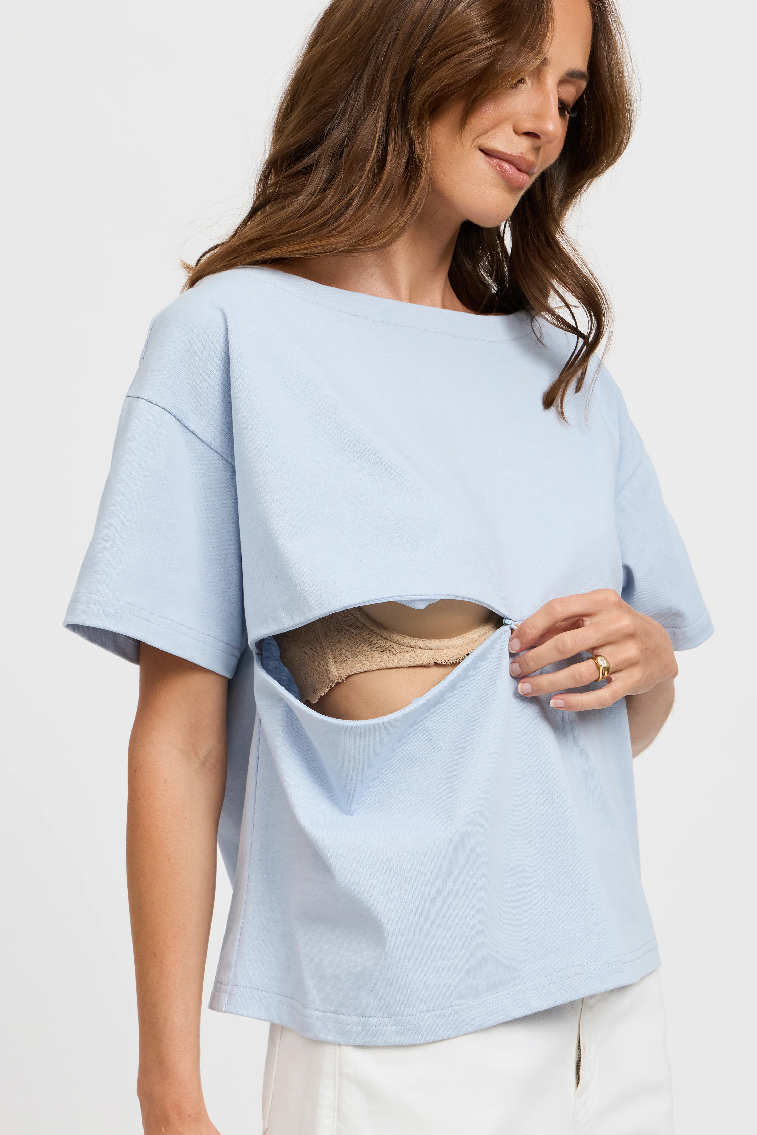 Aria Boatneck Panel Tee - Baby Blue - Image 2