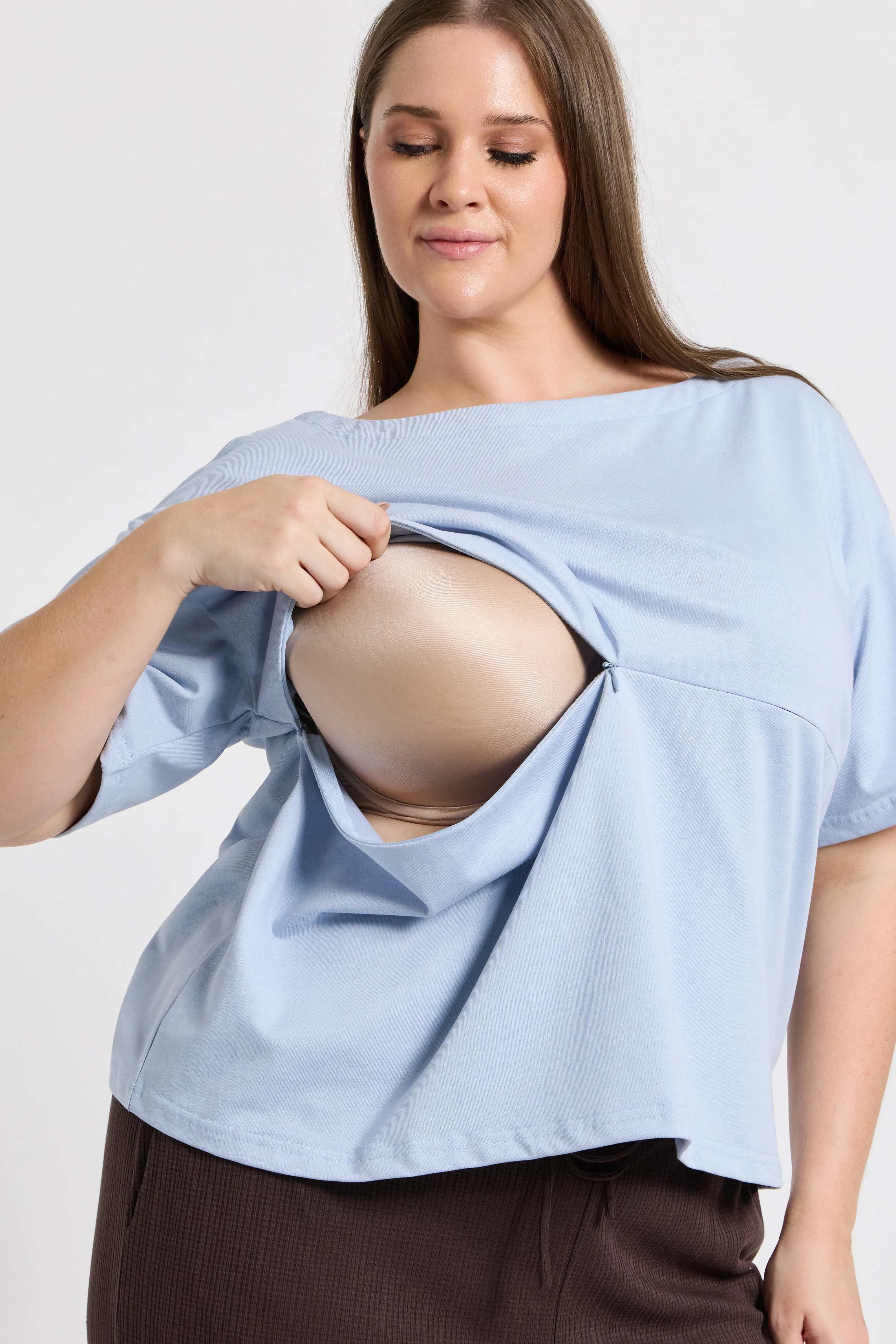 Aria Boatneck Panel Tee - Baby Blue - Image 4