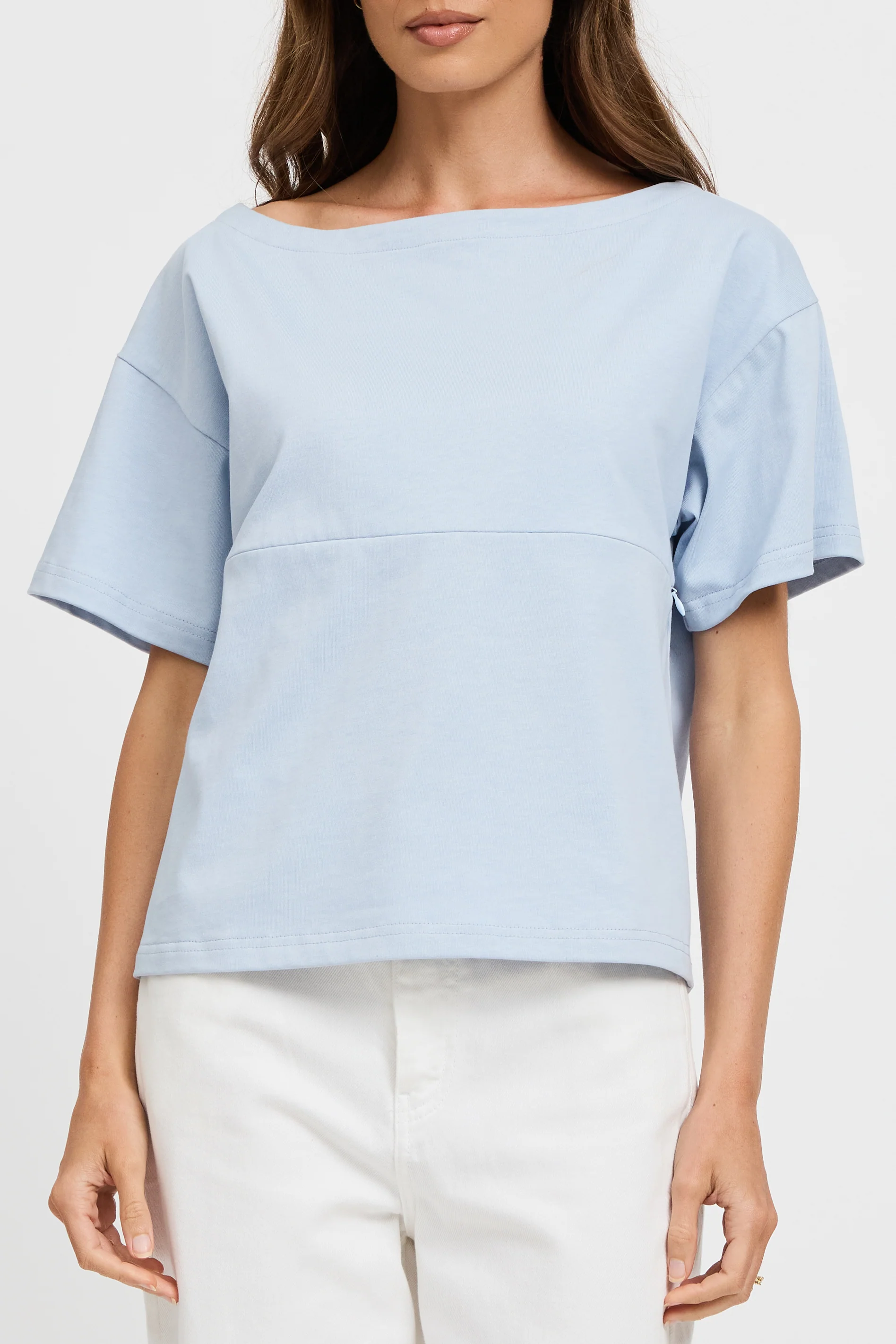Aria Boatneck Panel Tee - Baby Blue - Image 5