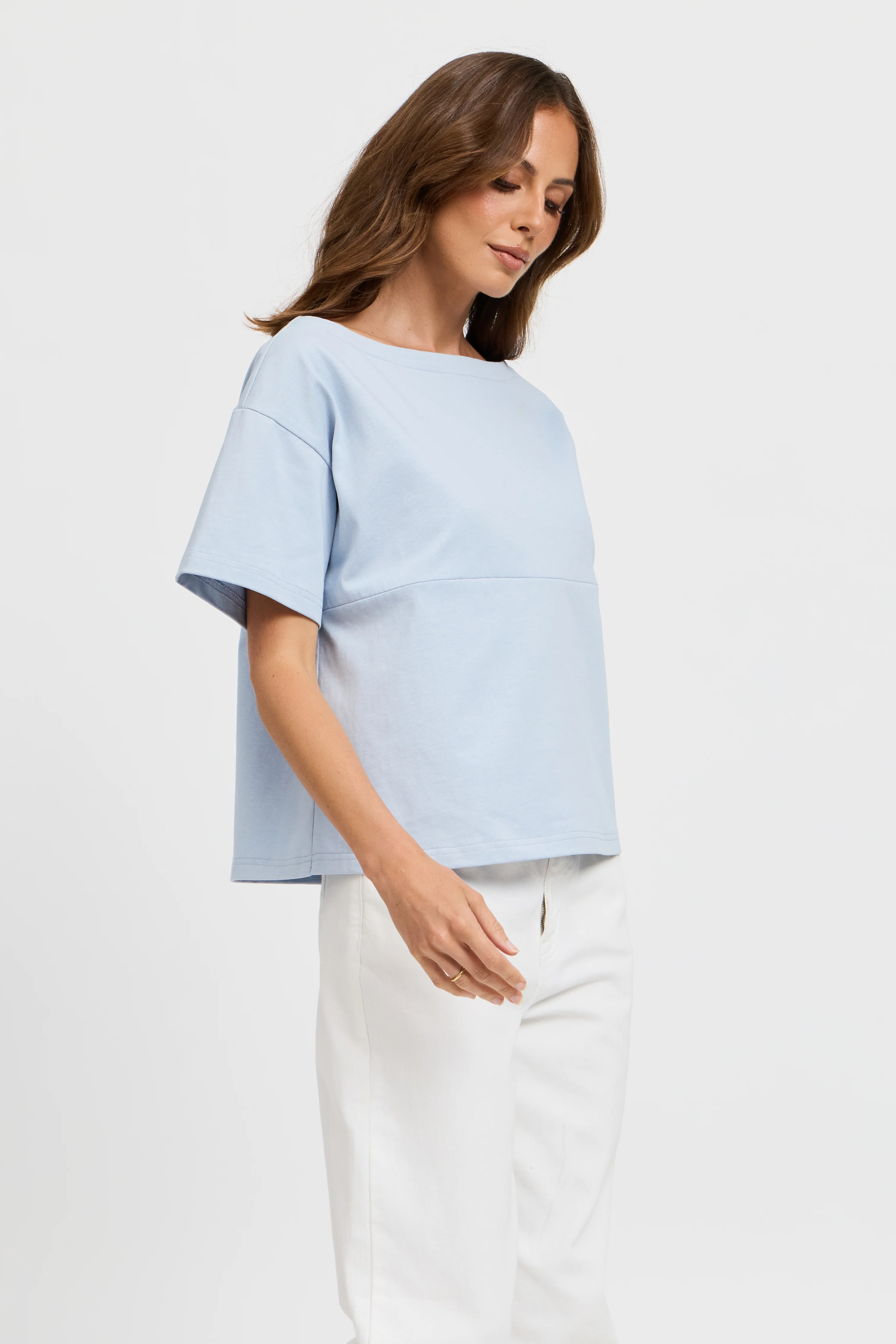 Aria Boatneck Panel Tee - Baby Blue - Image 8