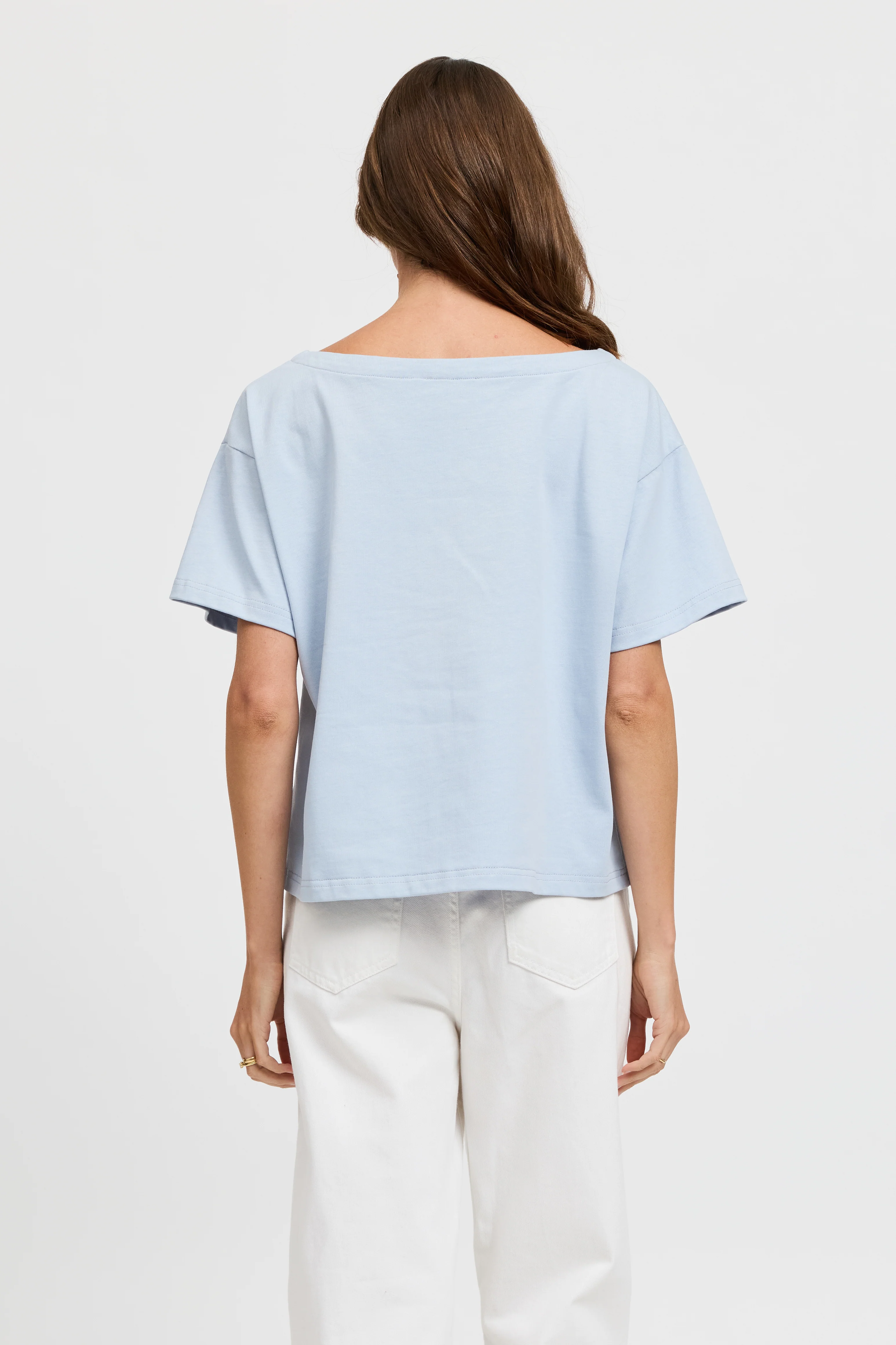 Aria Boatneck Panel Tee - Baby Blue - Image 9