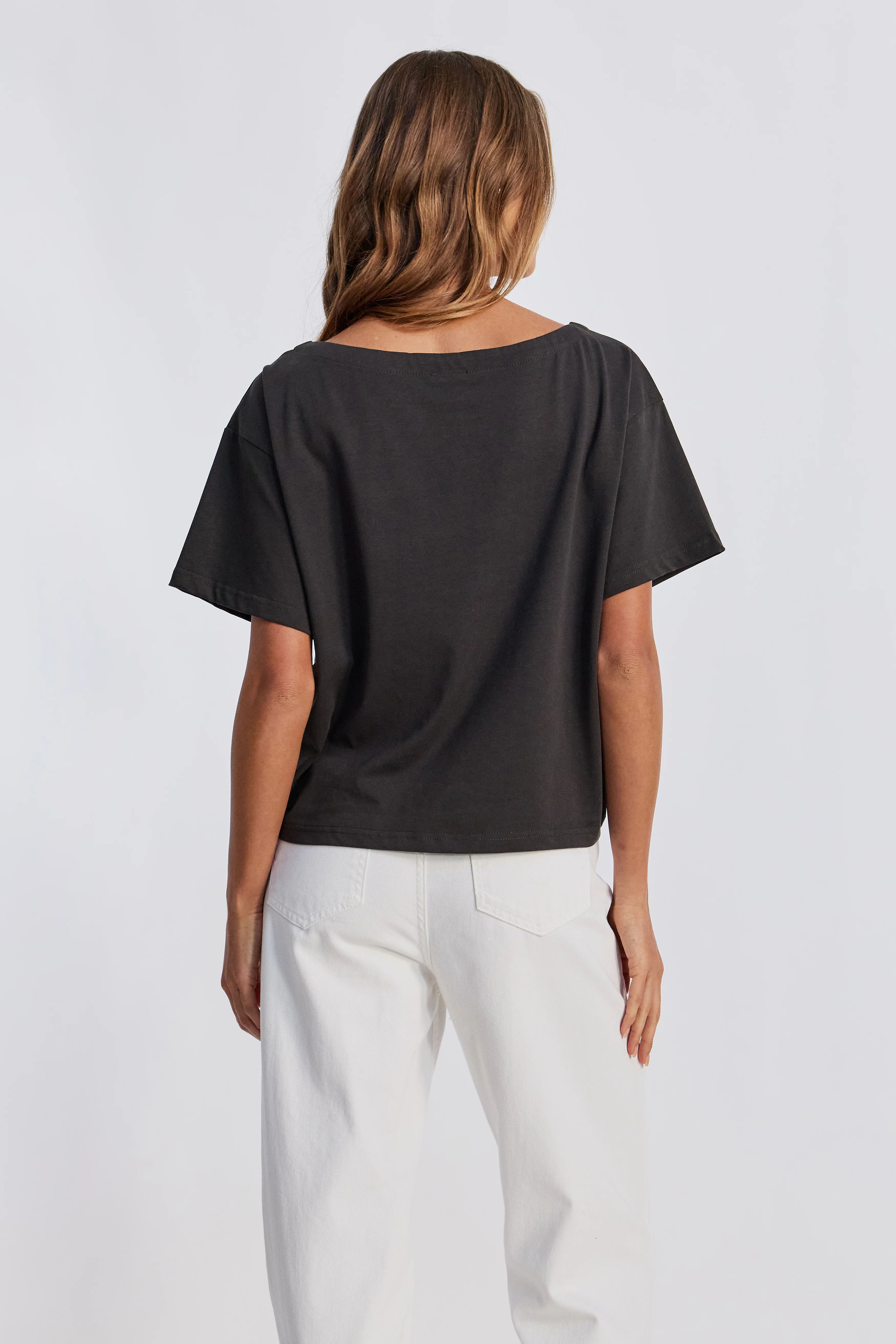 Aria Boatneck Panel Tee - Charcoal - Image 8