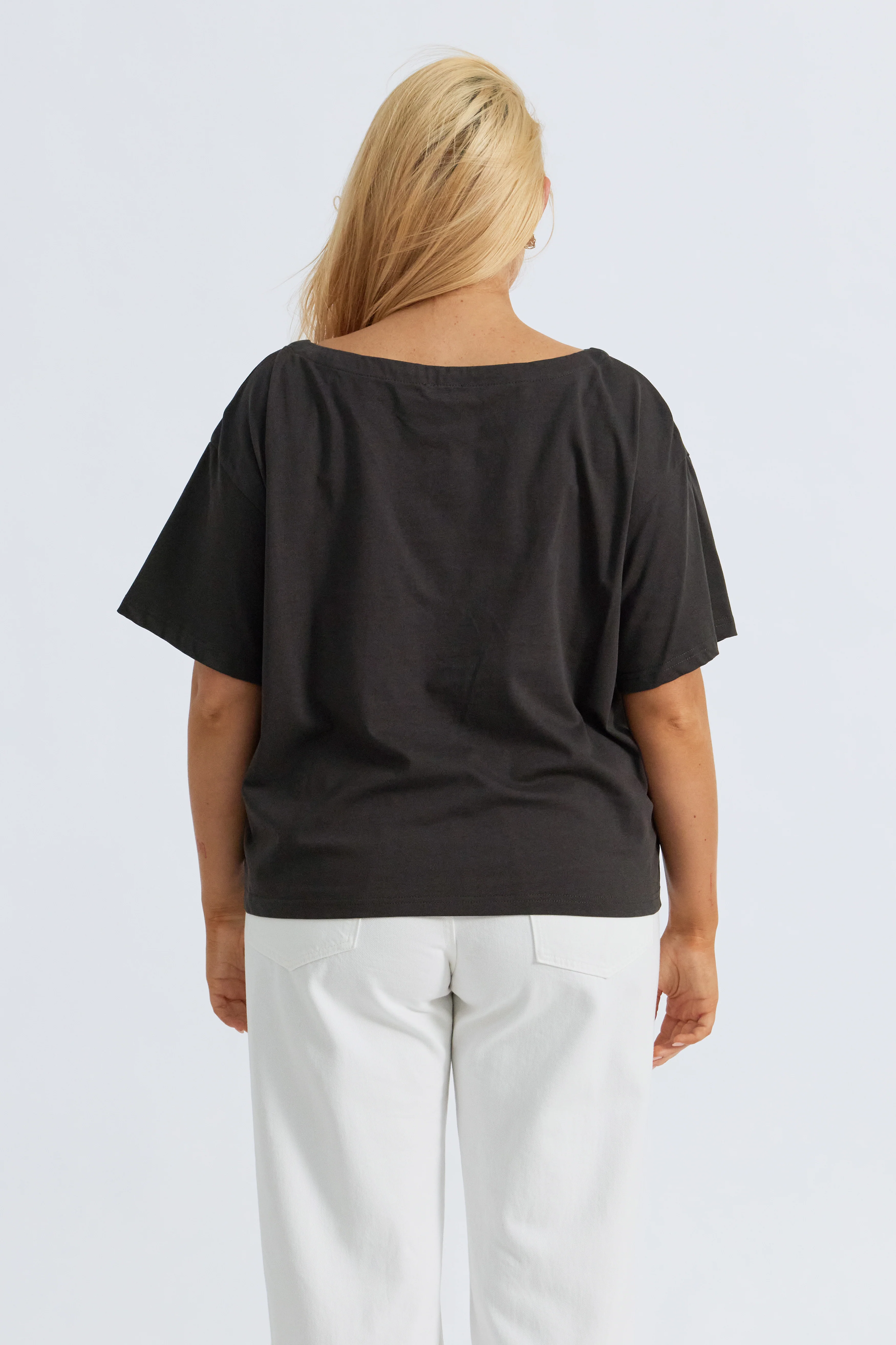 Aria Boatneck Panel Tee - Charcoal - Image 9