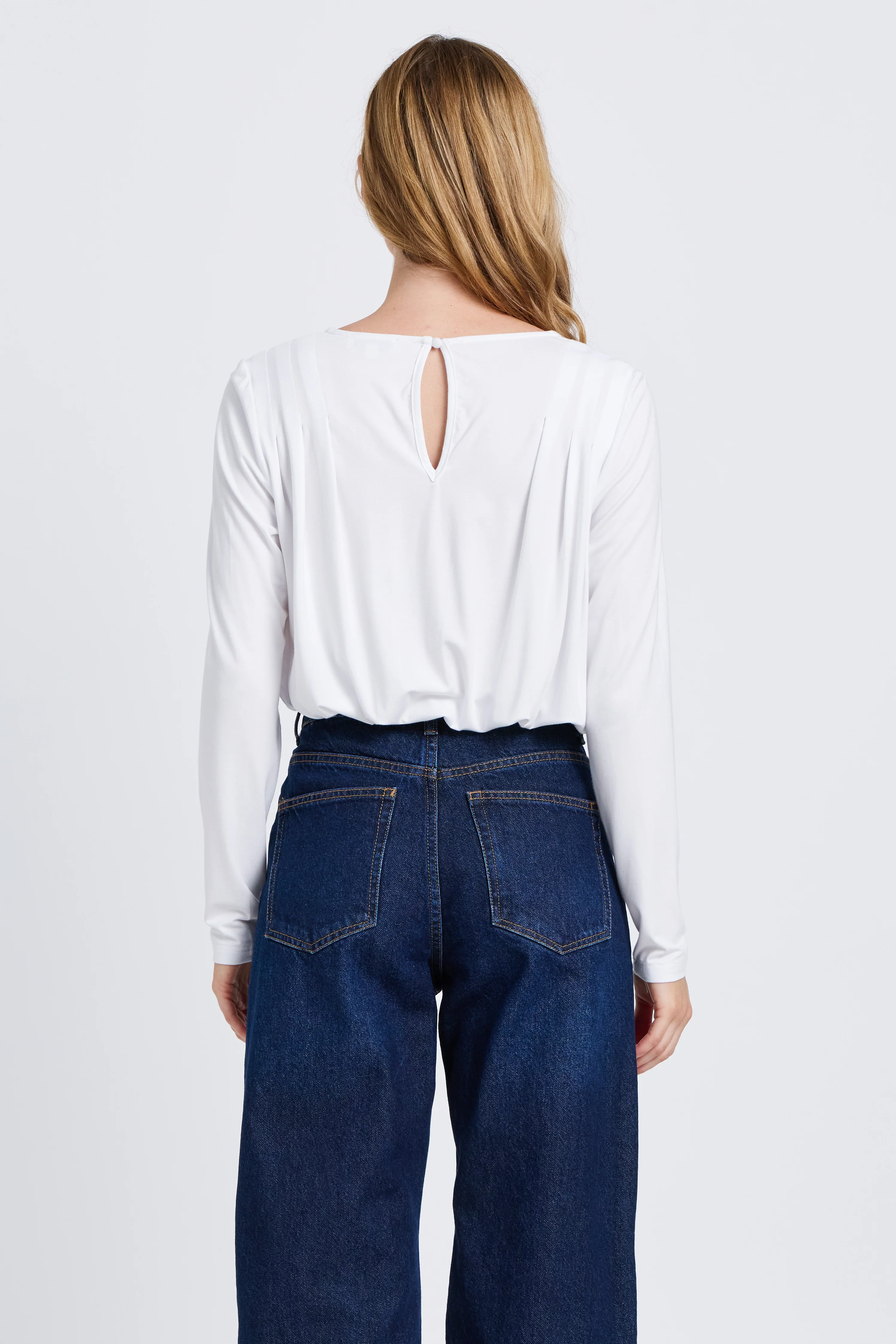 Augie Jersey Wrap Long Sleeve Top - White - Image 8
