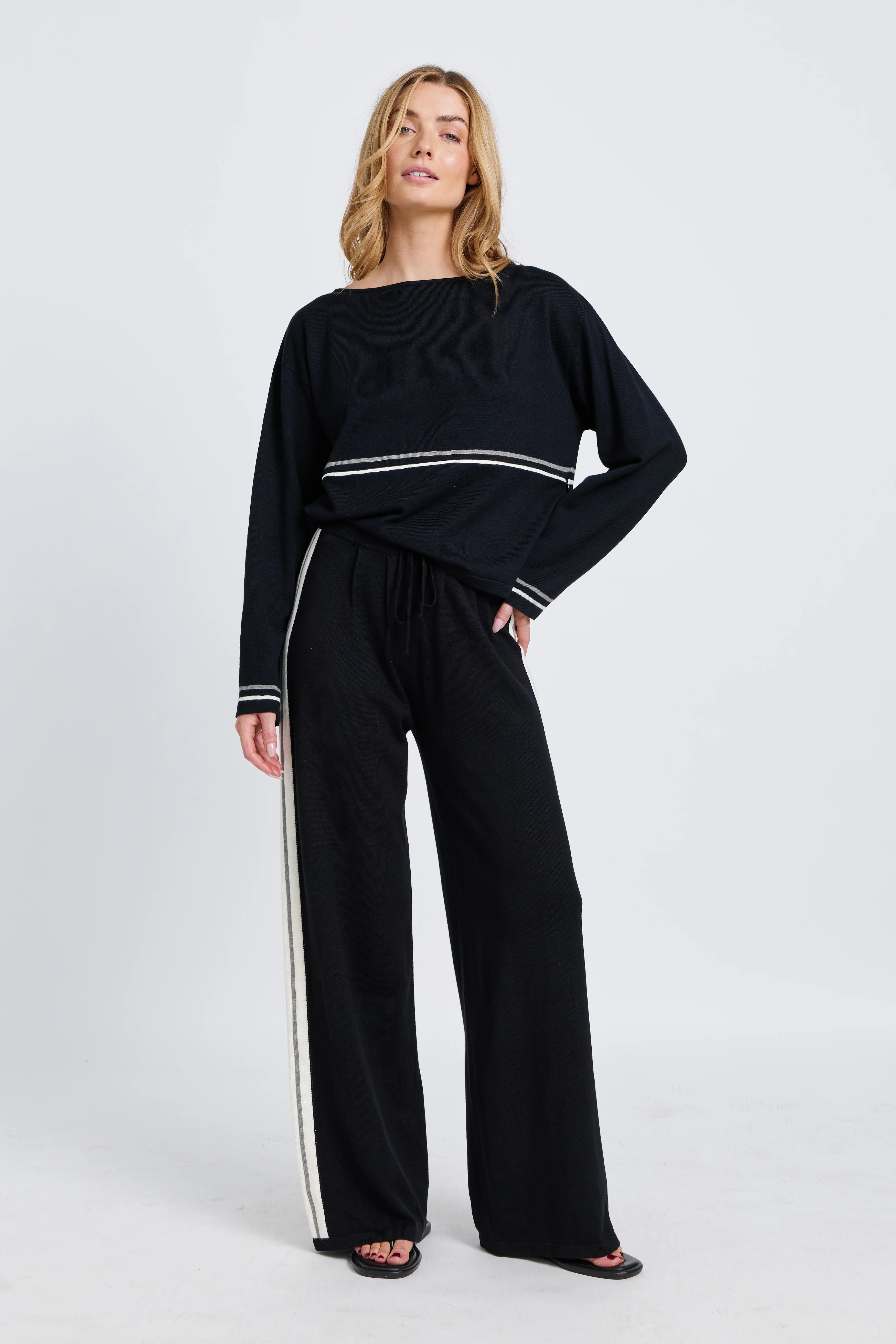 Axel Knit Wide Leg Pants - Black - Image 3