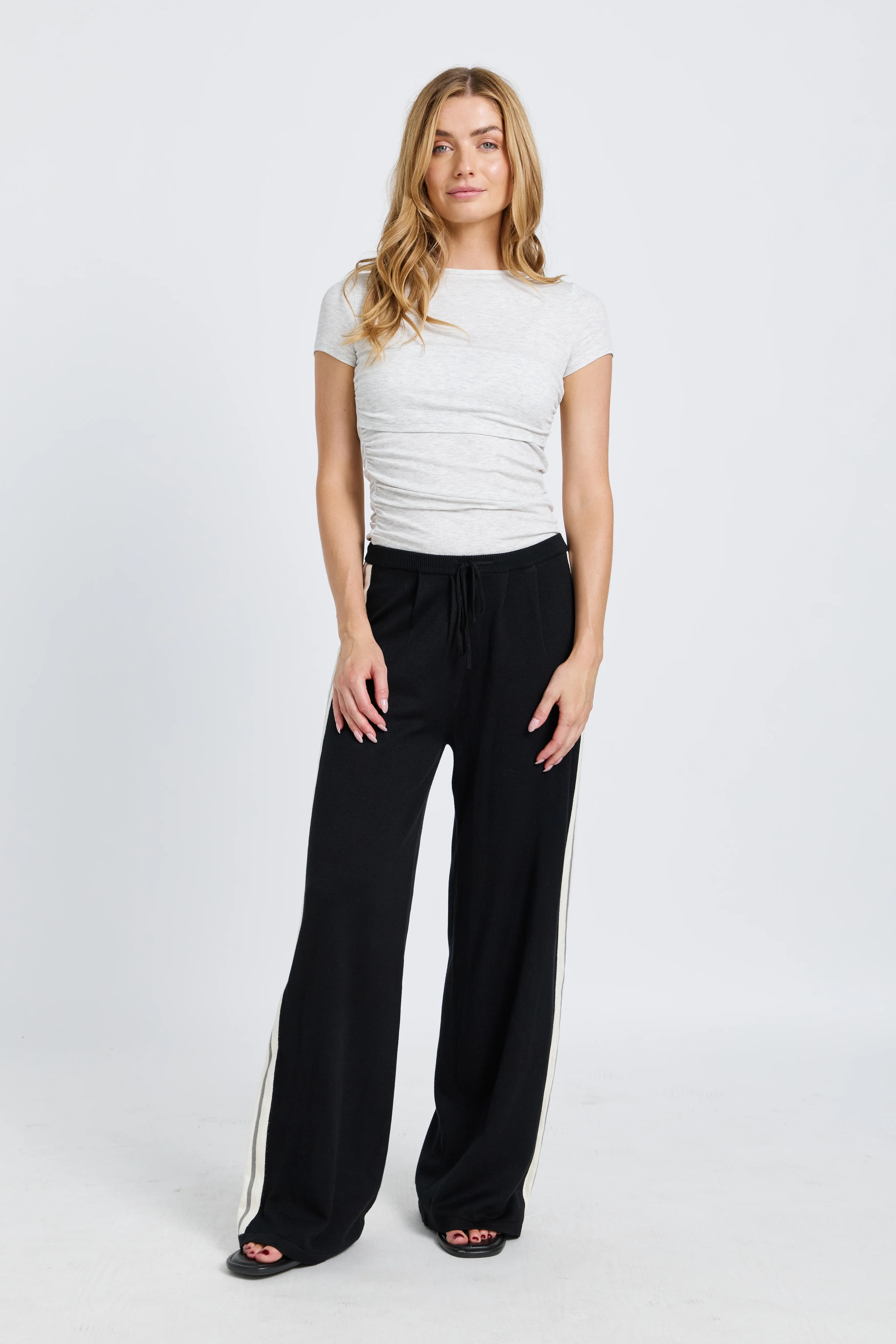 Axel Knit Wide Leg Pants - Black - Image 5