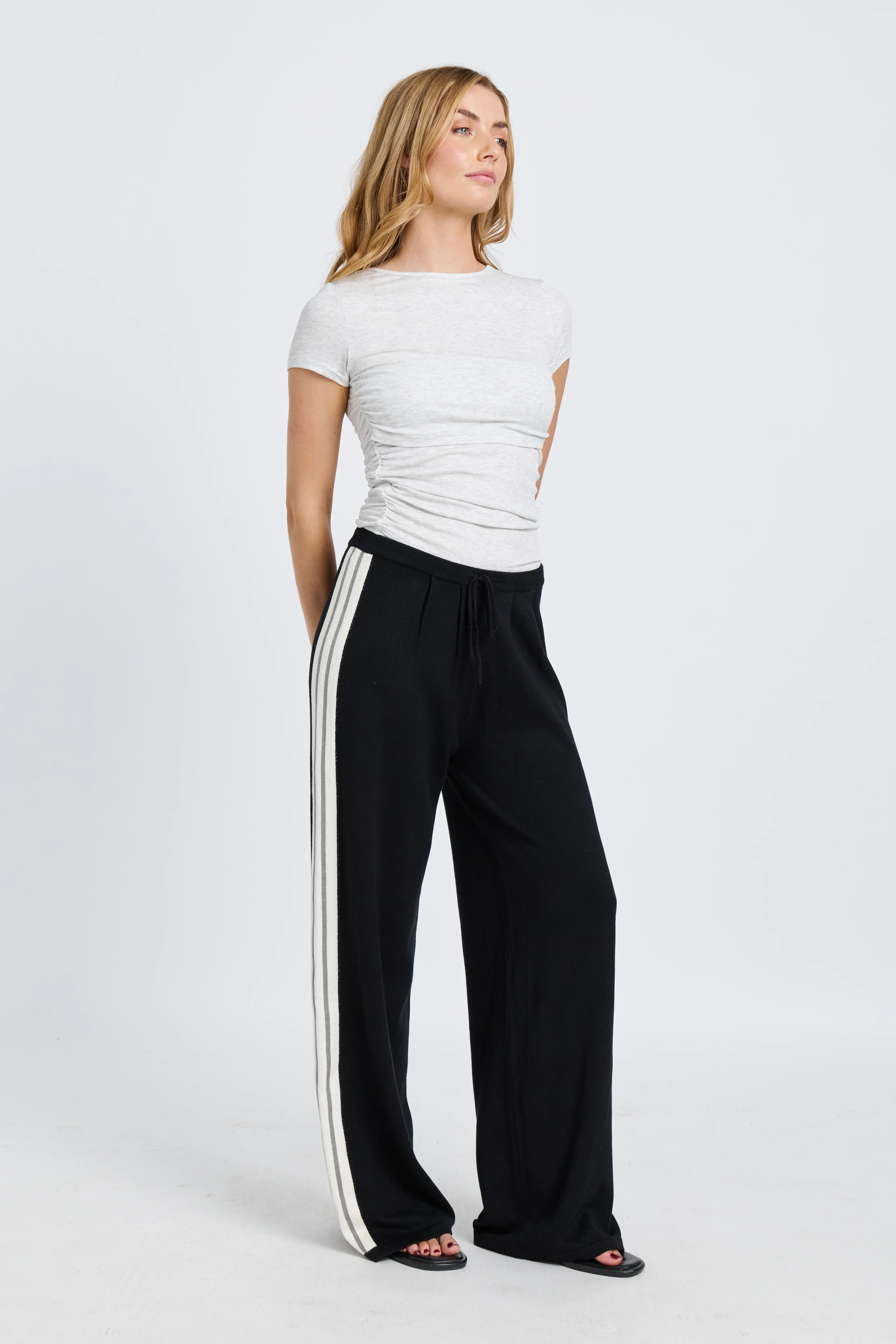 Axel Knit Wide Leg Pants - Black - Image 6