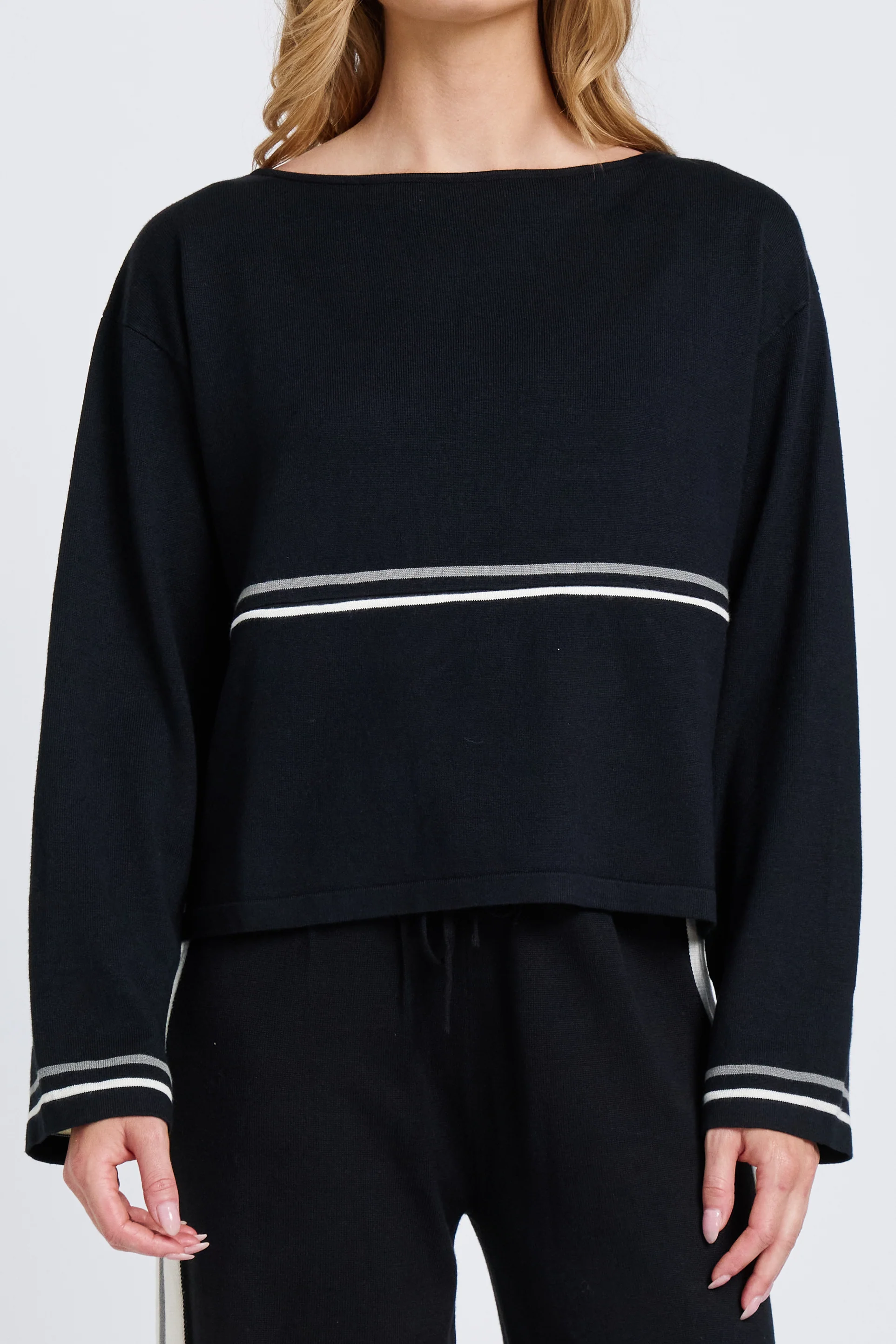 Axel Long Sleeve Knit Top - Black - Image 3