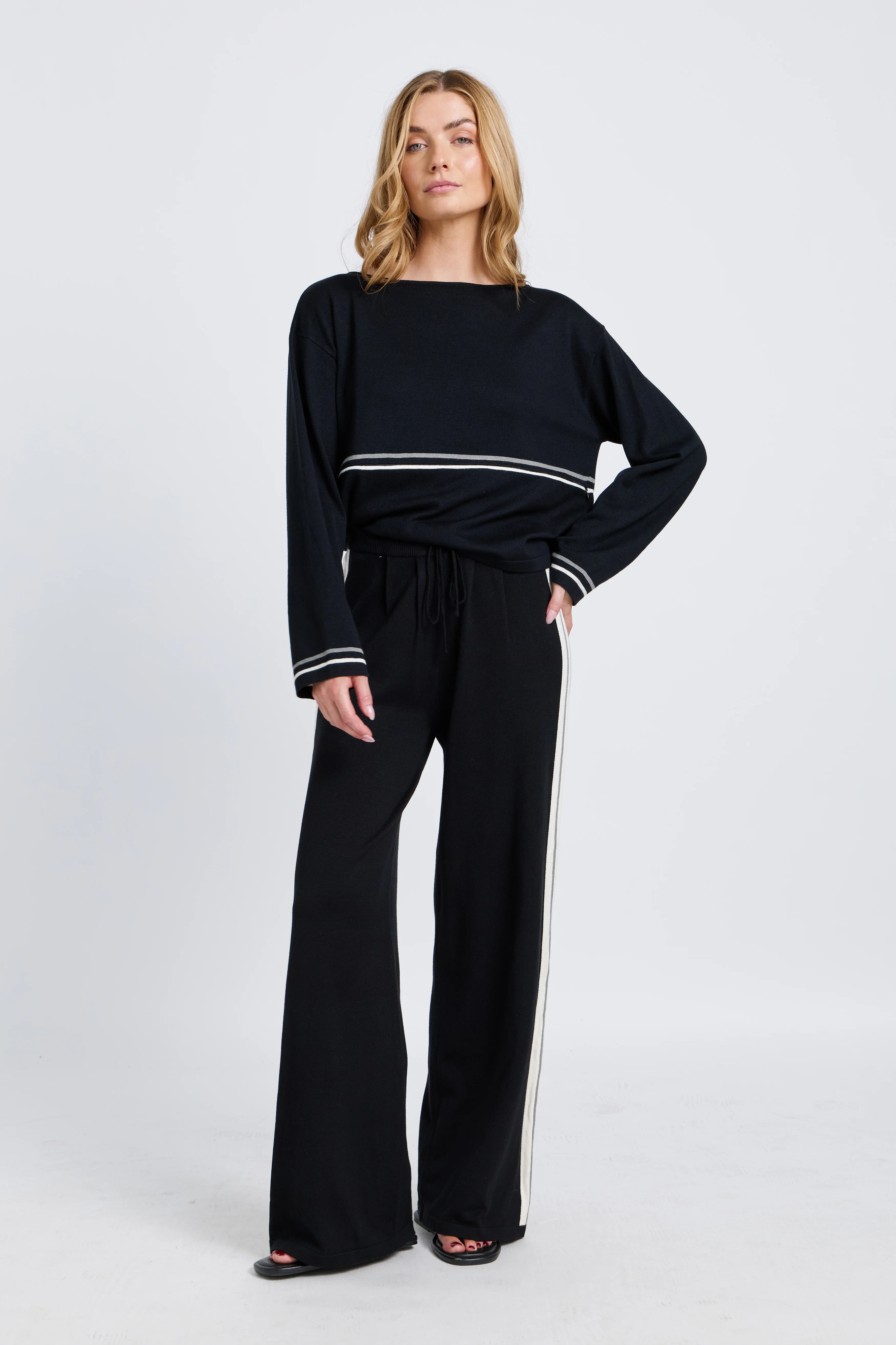 Axel Long Sleeve Knit Top - Black - Image 5