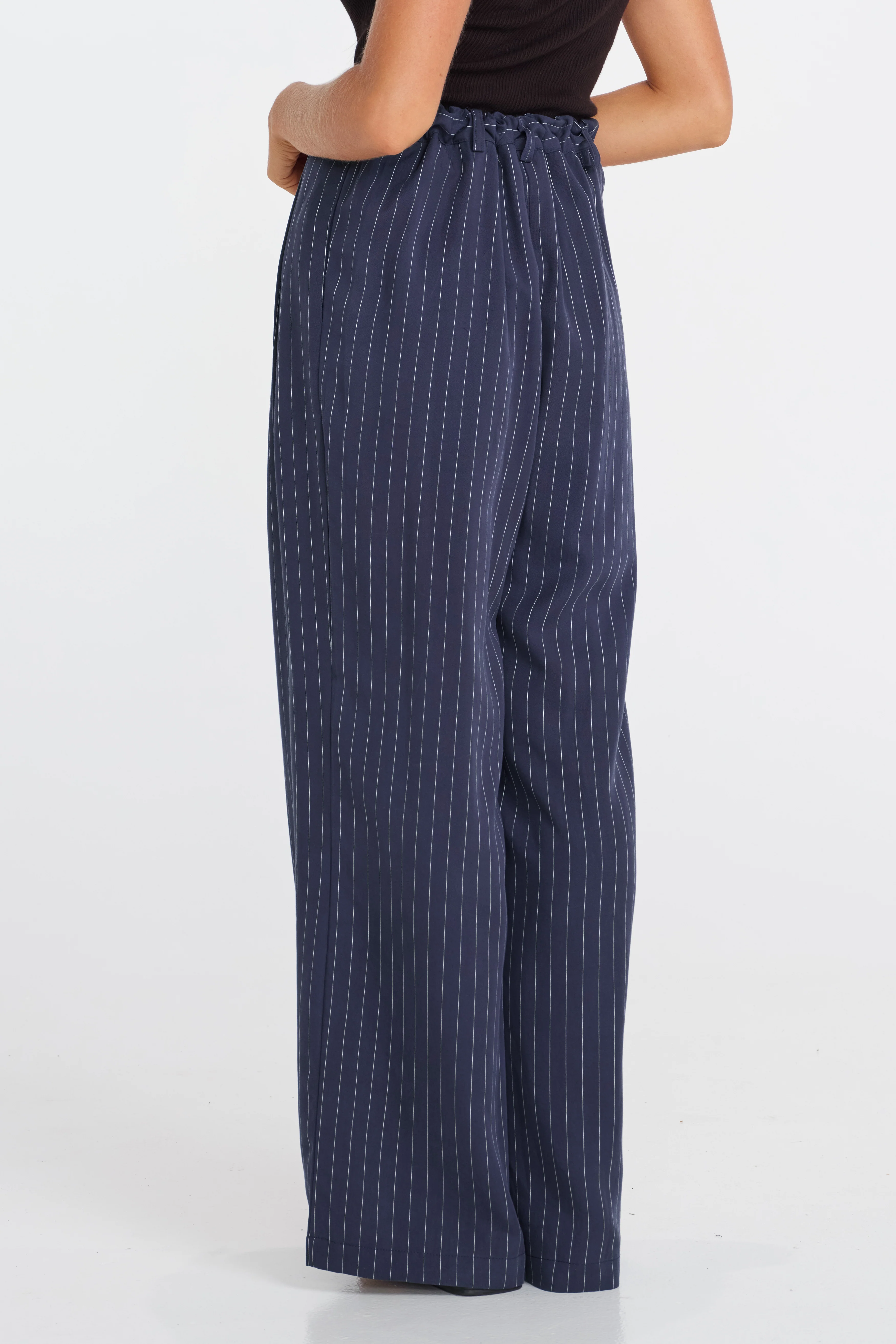Bambi Pinstripe Adjustable Wide Leg Pant  - Navy / White - Image 9
