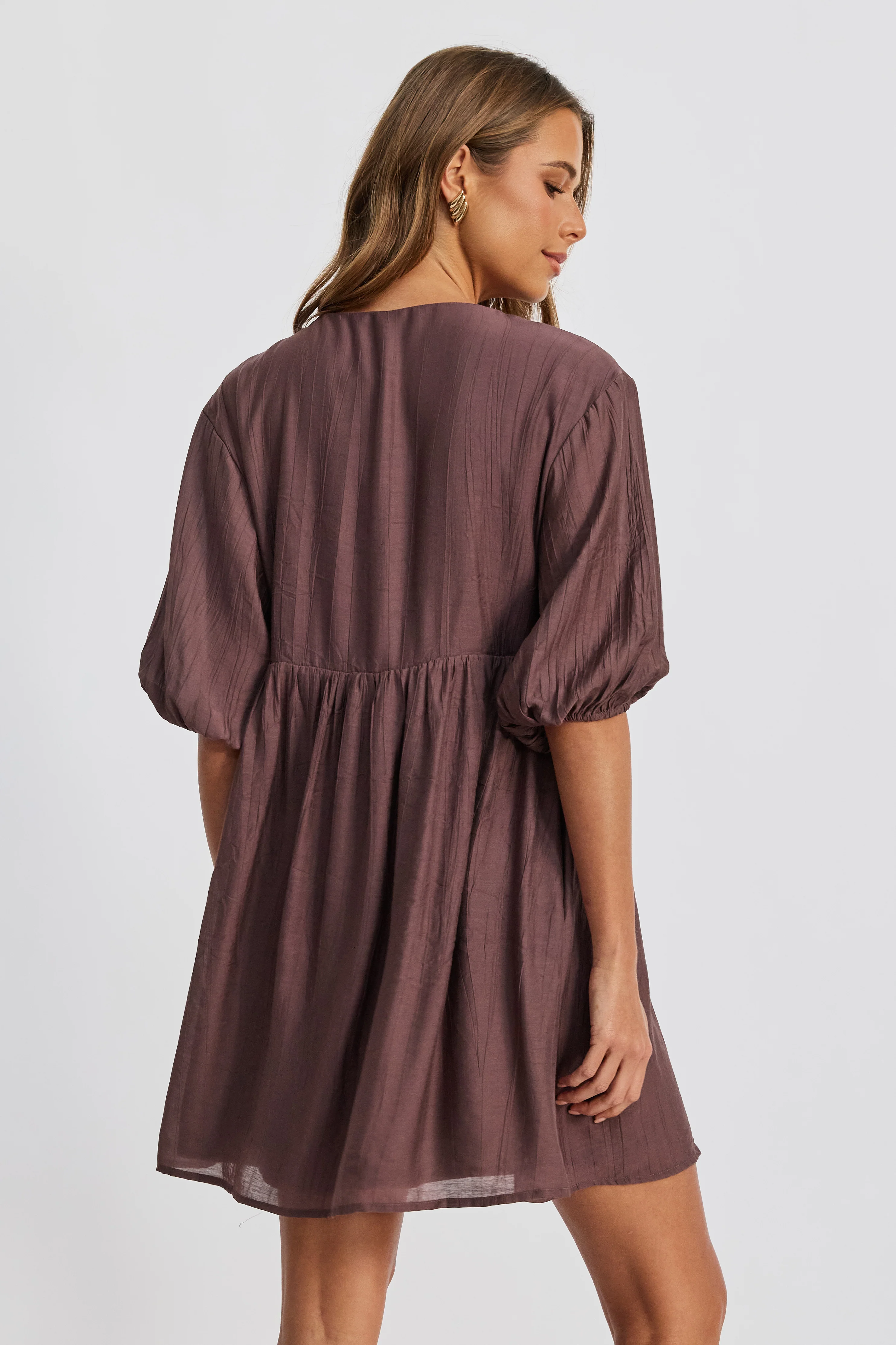 Capri Babydoll Mini Dress - Chocolate - Image 11