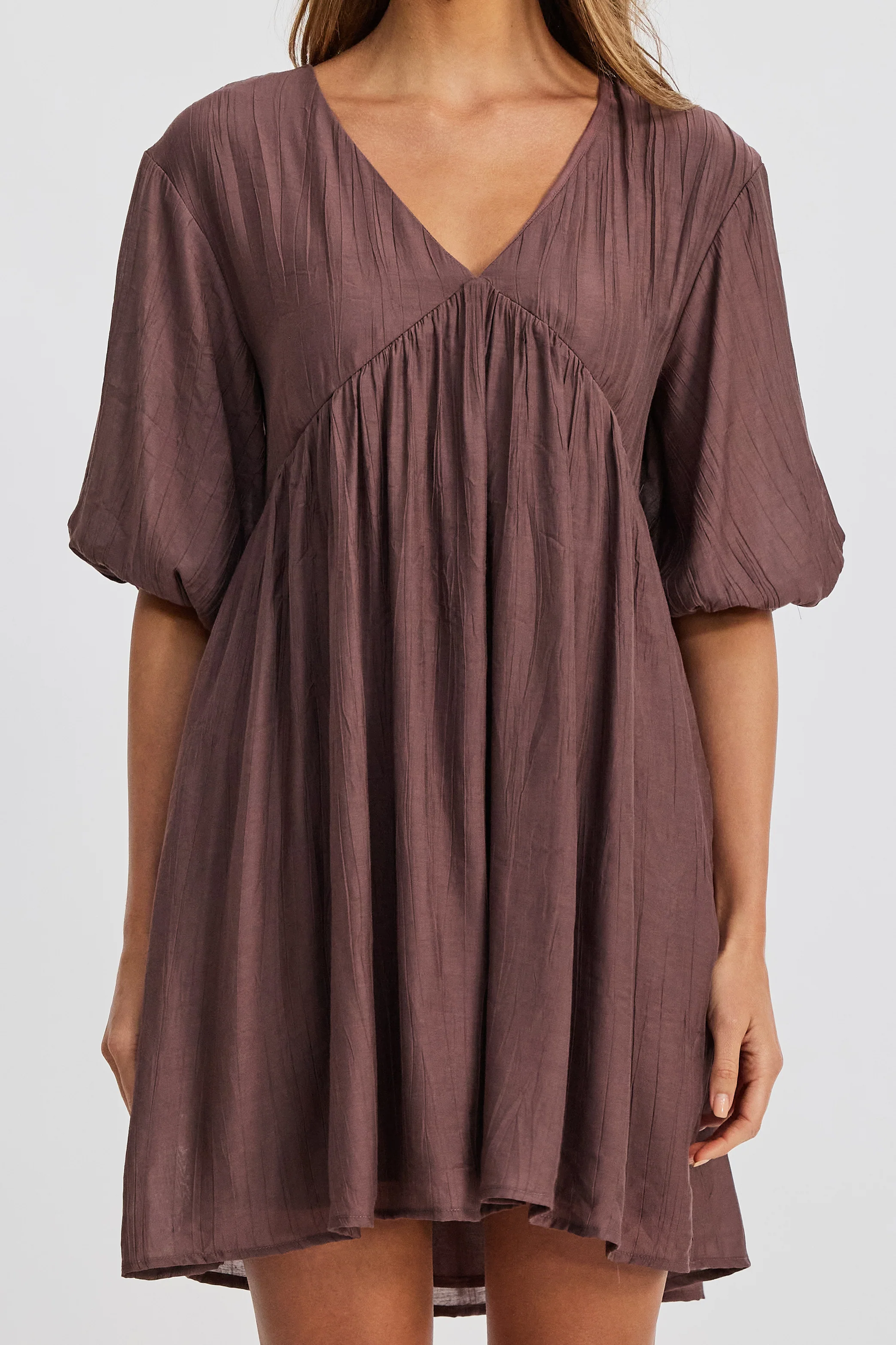 Capri Babydoll Mini Dress - Chocolate - Image 6