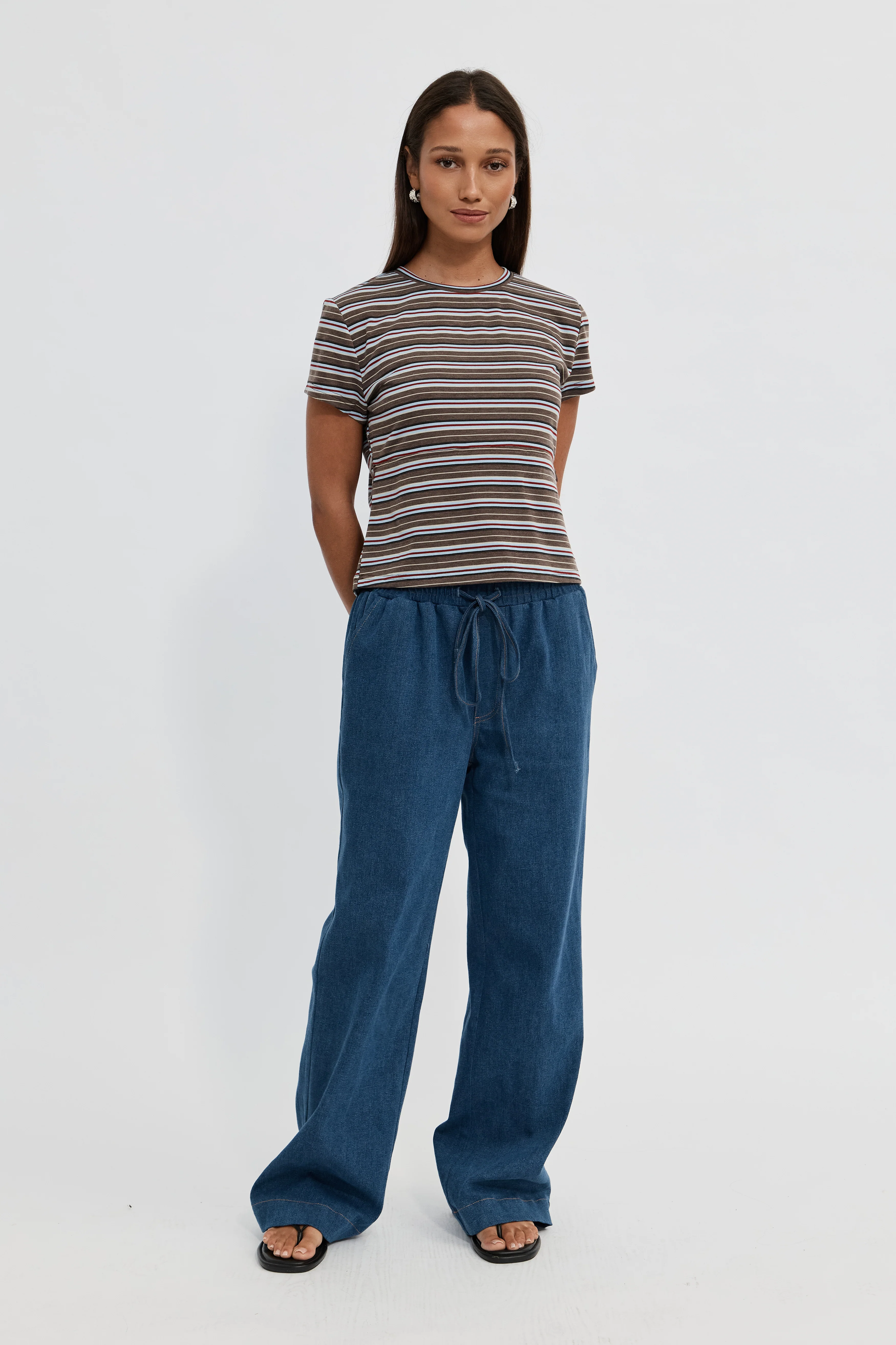 Cherry Stripe Baby Tee - Brown Multi - Image 10
