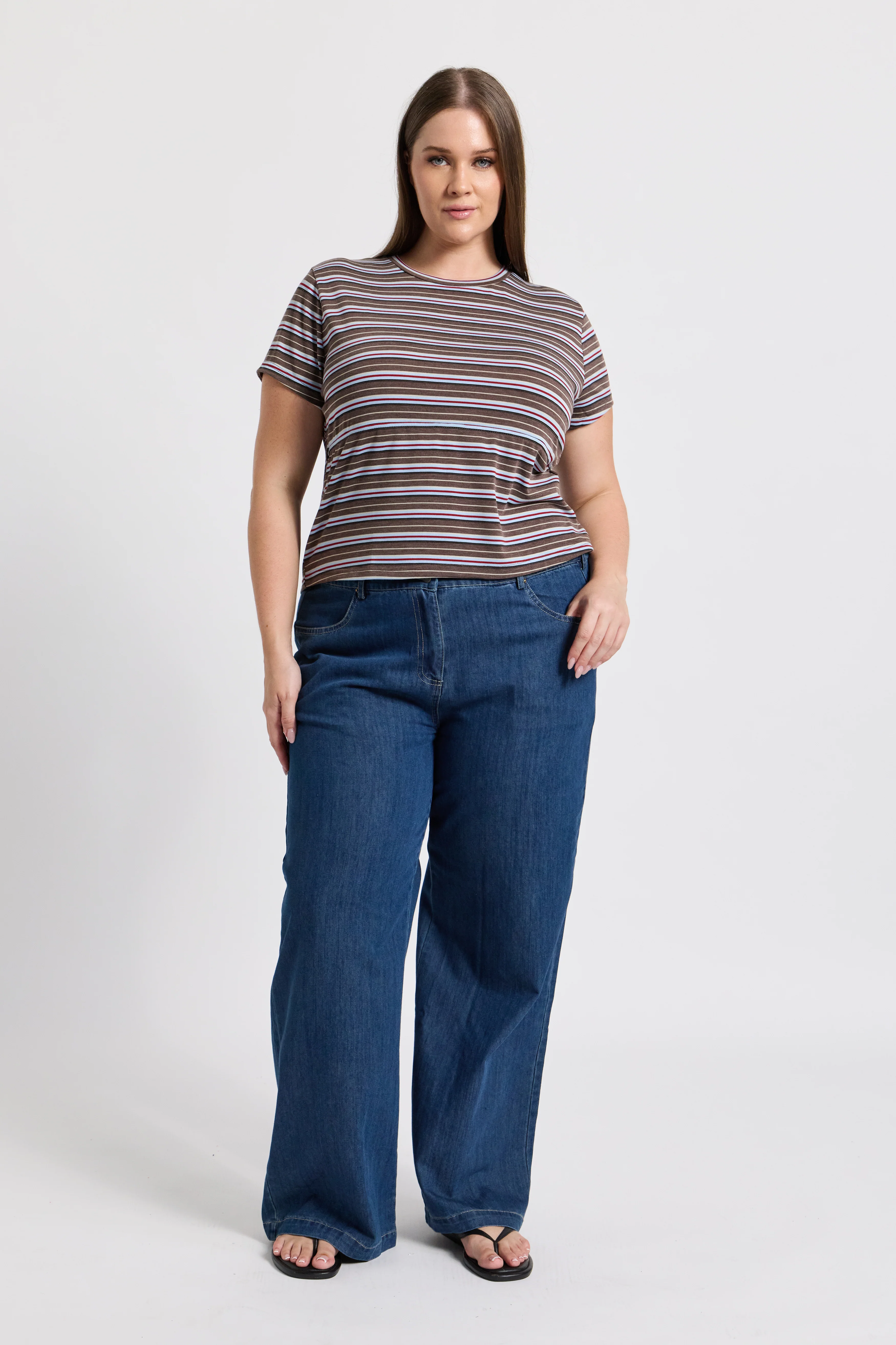 Cherry Stripe Baby Tee - Brown Multi - Image 3
