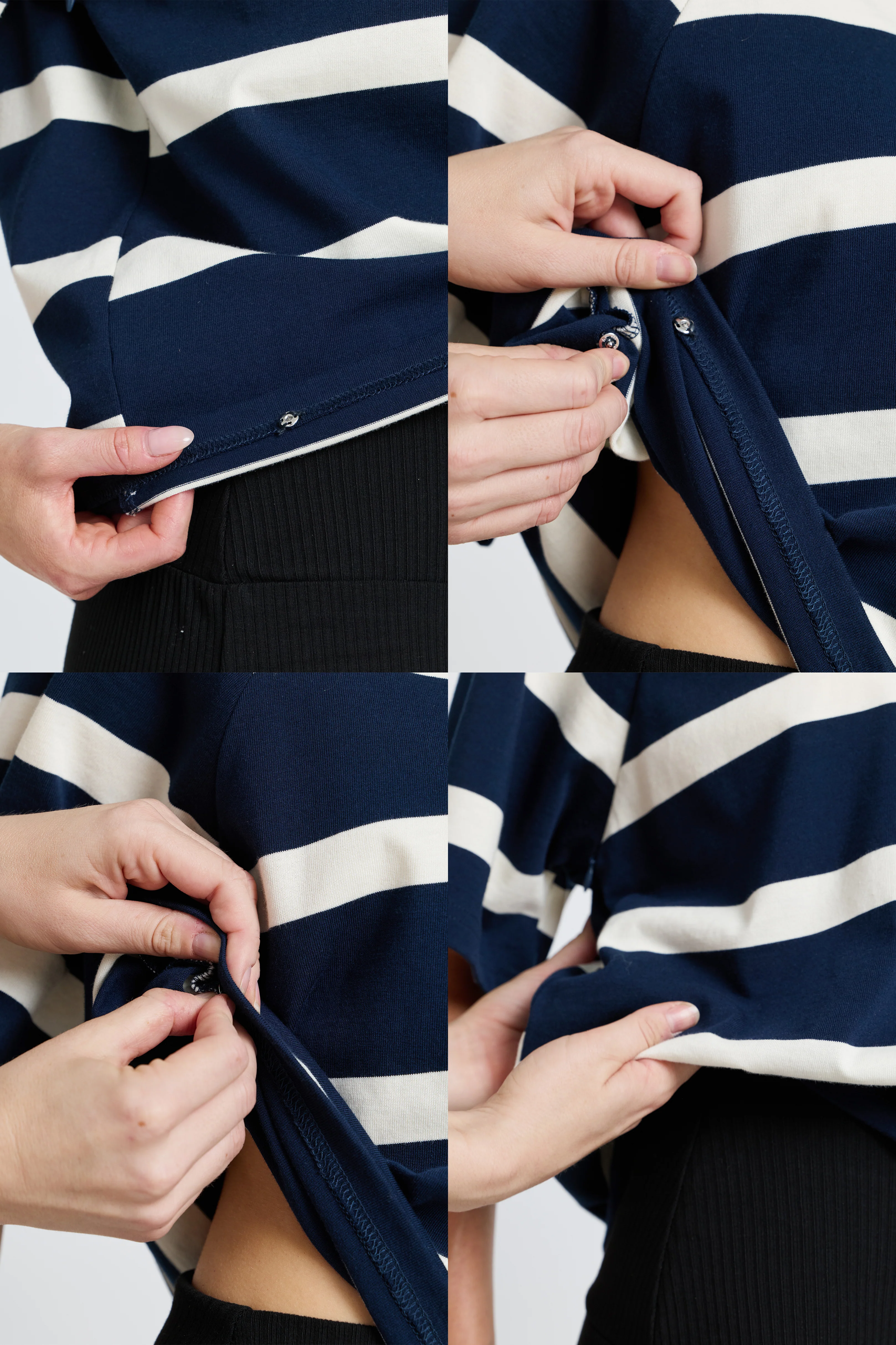 Classique Adjustable-Hem Box-Cut Tee - Navy / White - Image 3