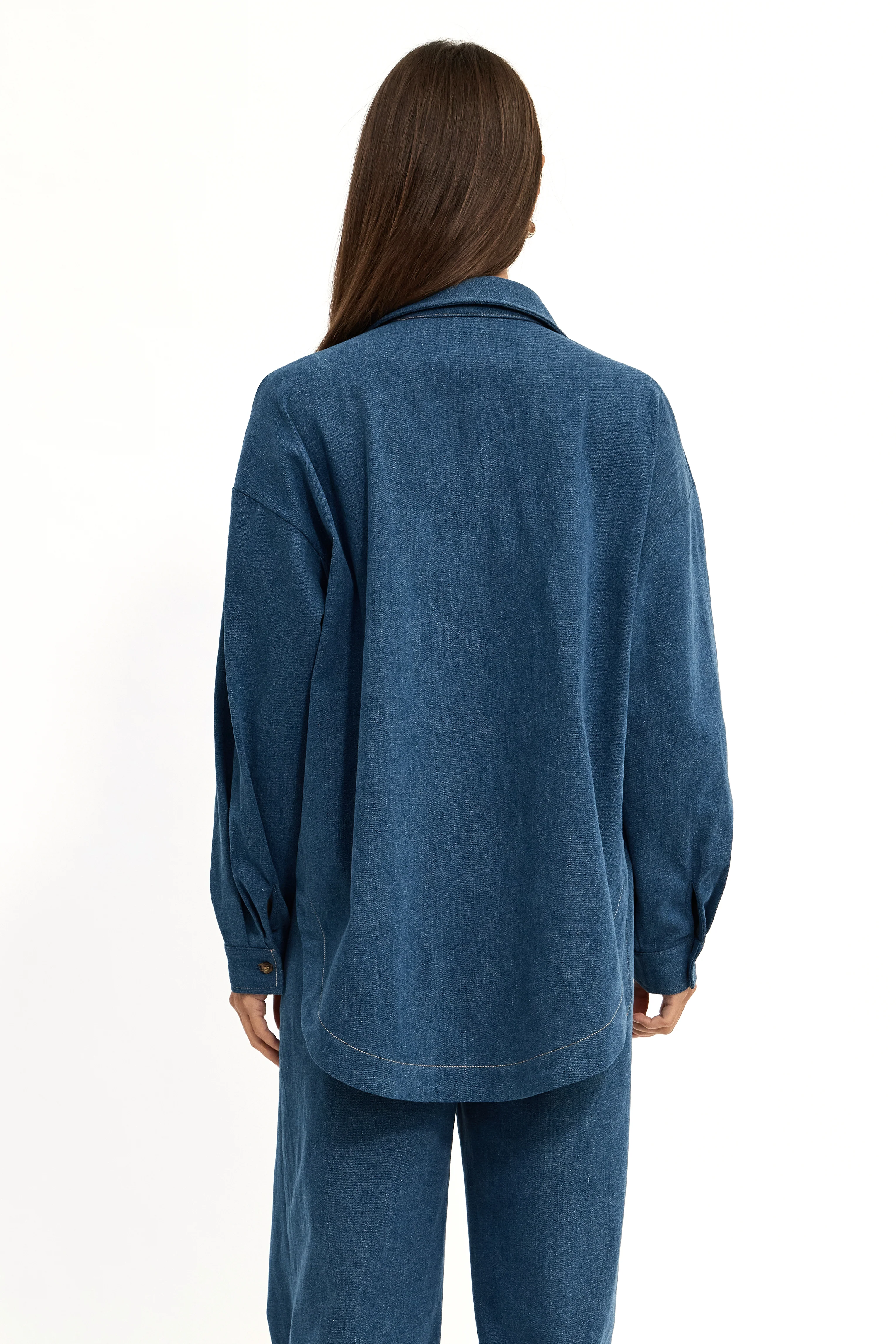 Claudia Denim Shirt Jacket - Medium Blue - Image 9