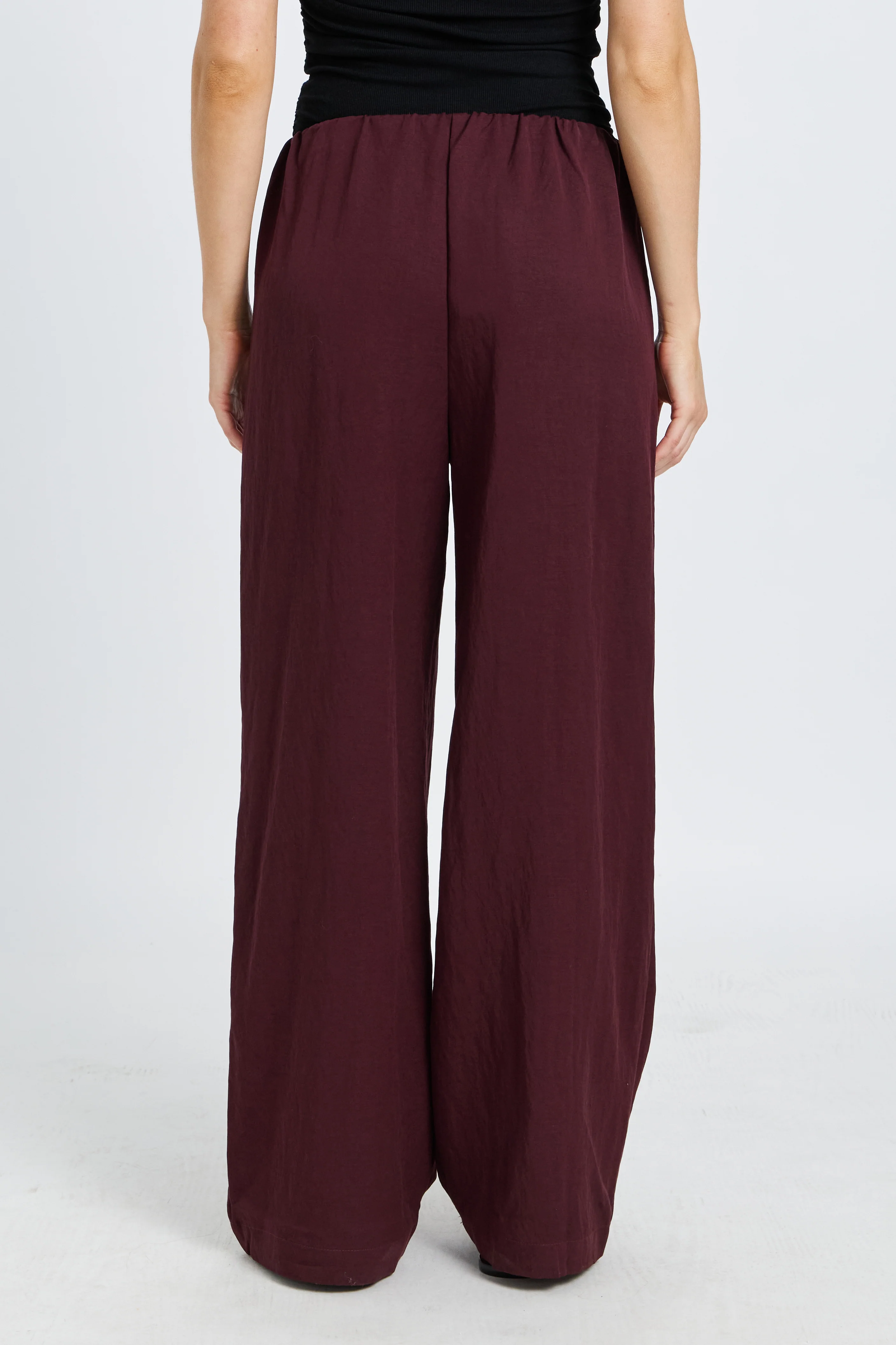Connie Tencel Wide Leg Pant - Burgundy - Image 6