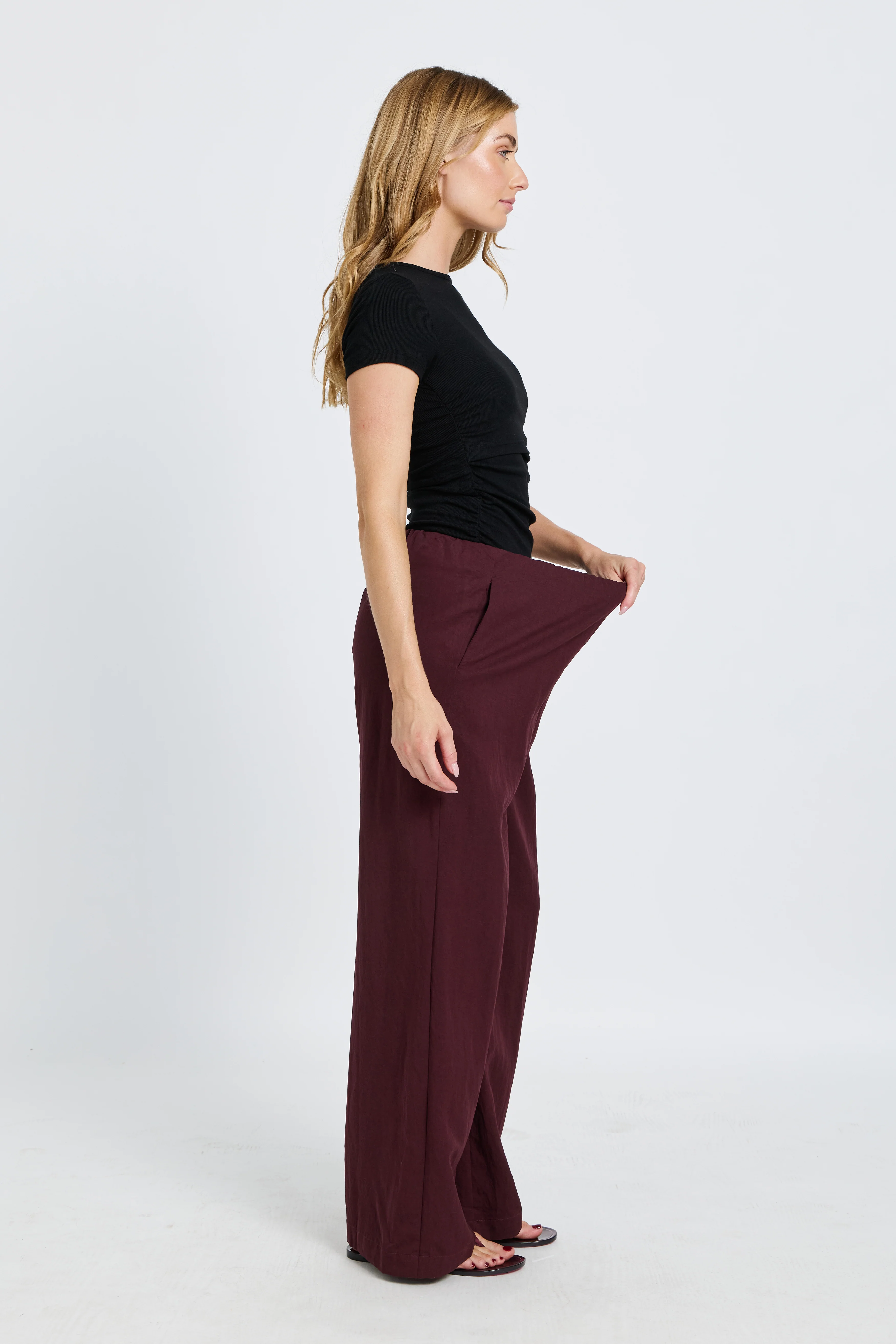 Connie Tencel Wide Leg Pant - Burgundy - Image 8