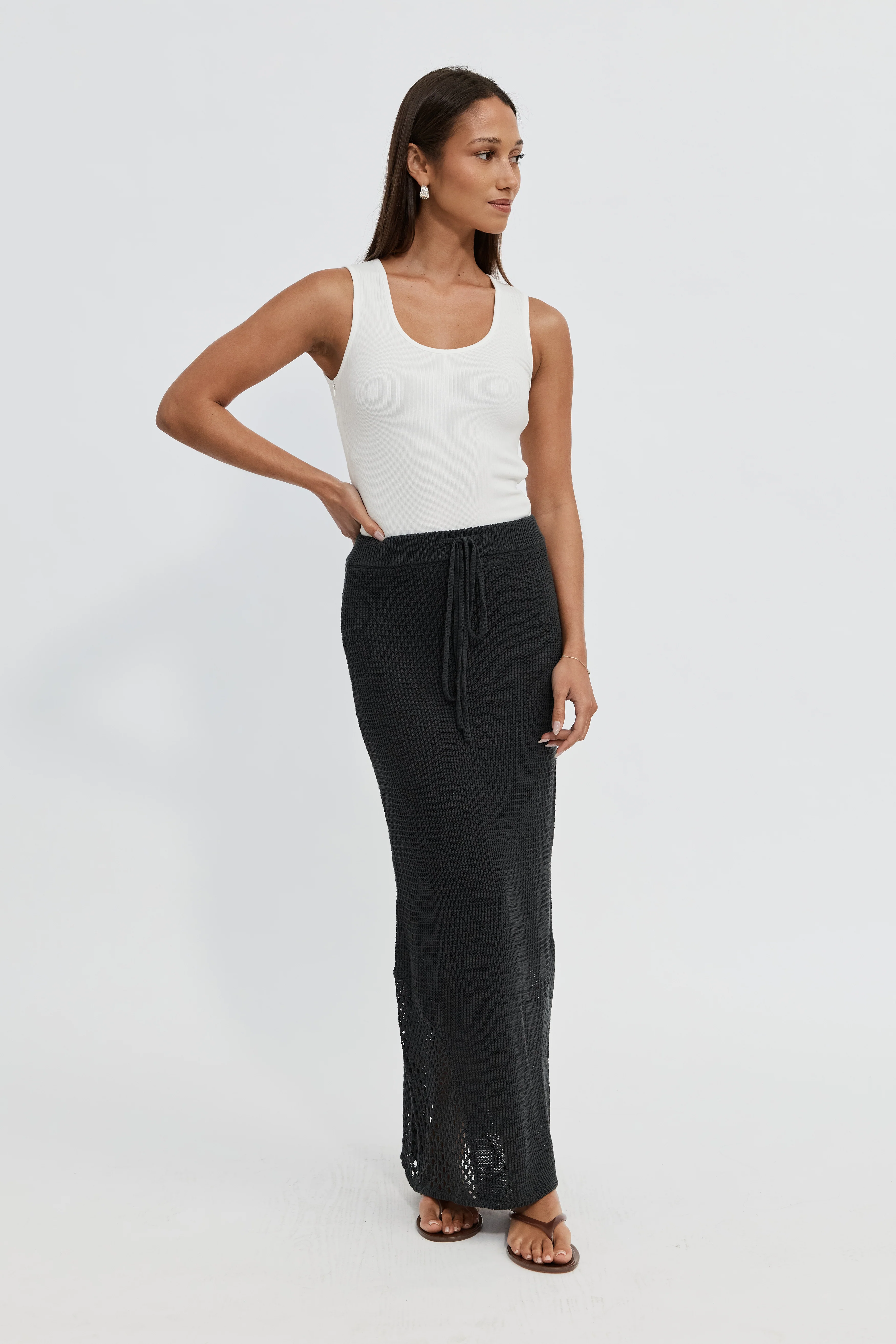 Elodie Knit Midi Skirt - Slate - Image 4