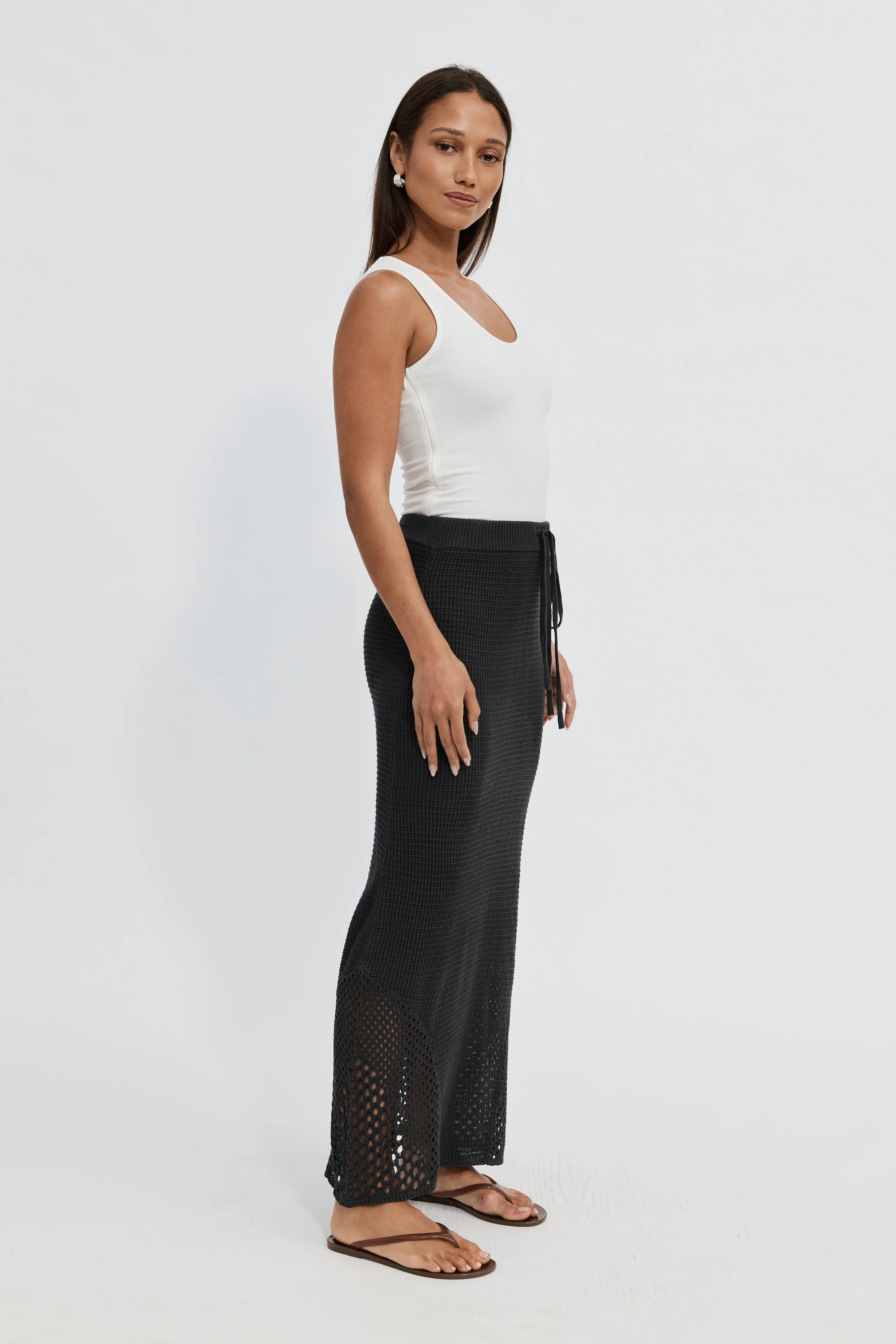 Elodie Knit Midi Skirt - Slate - Image 5