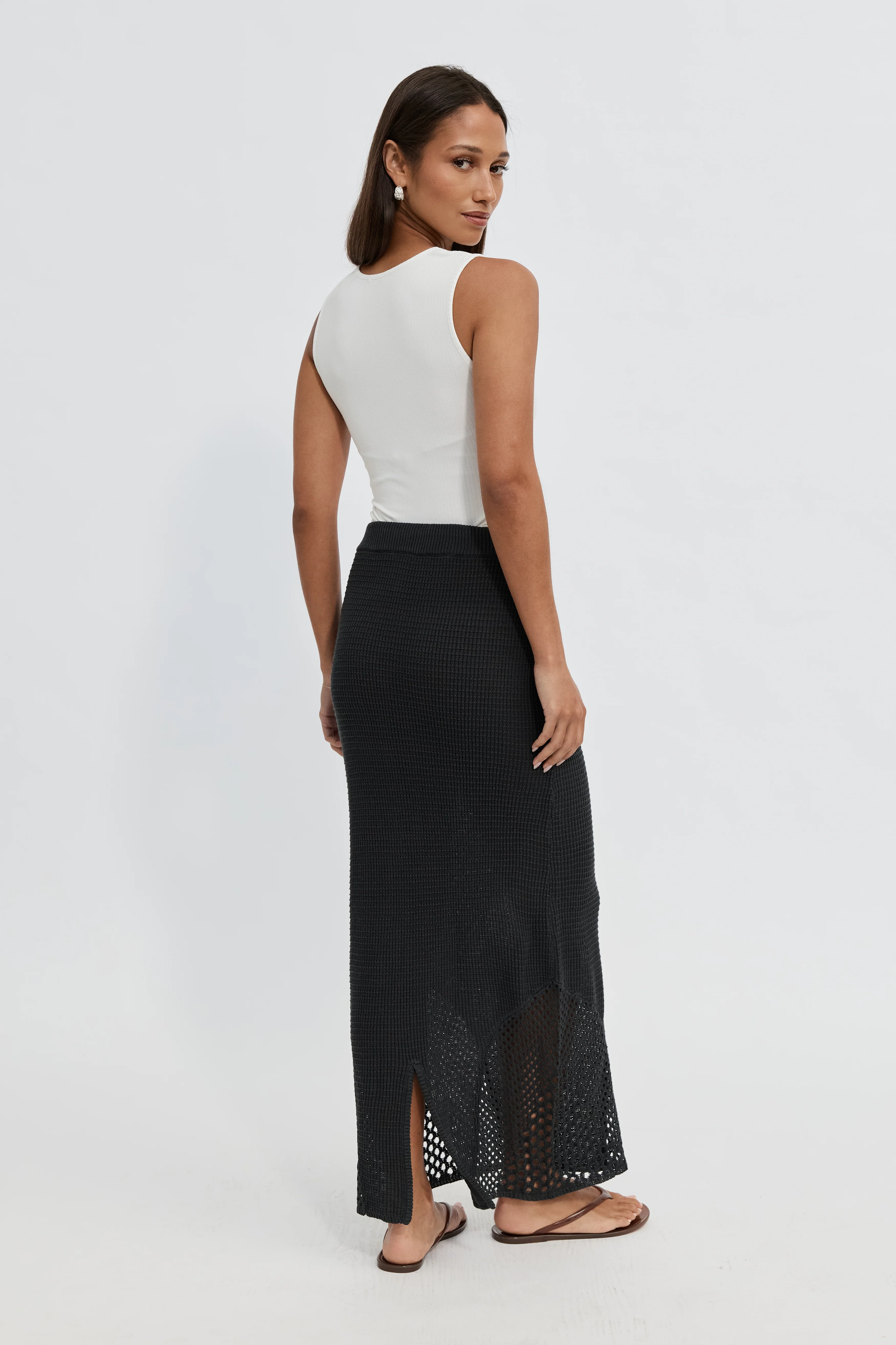 Elodie Knit Midi Skirt - Slate - Image 6