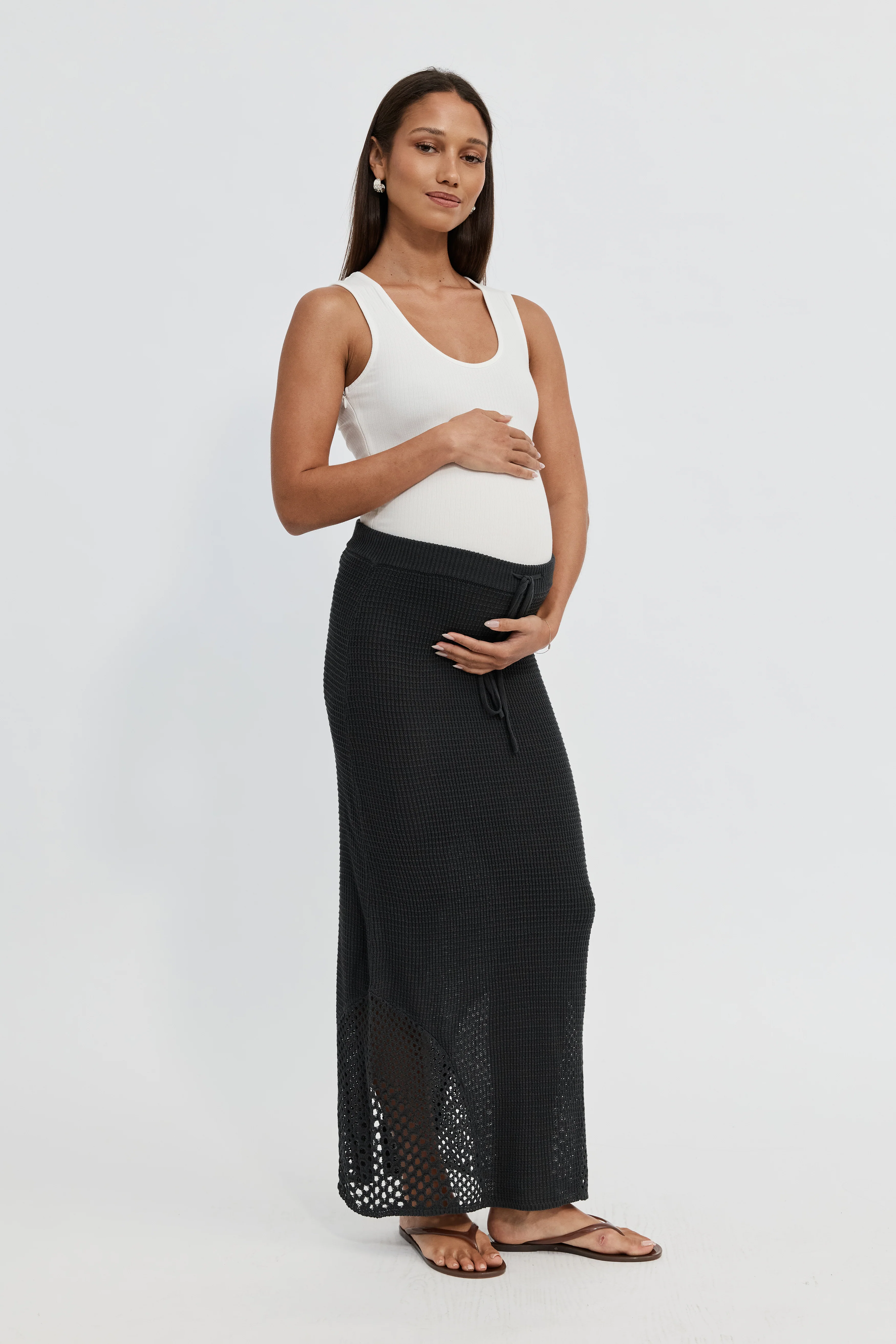 Elodie Knit Midi Skirt - Slate - Image 8