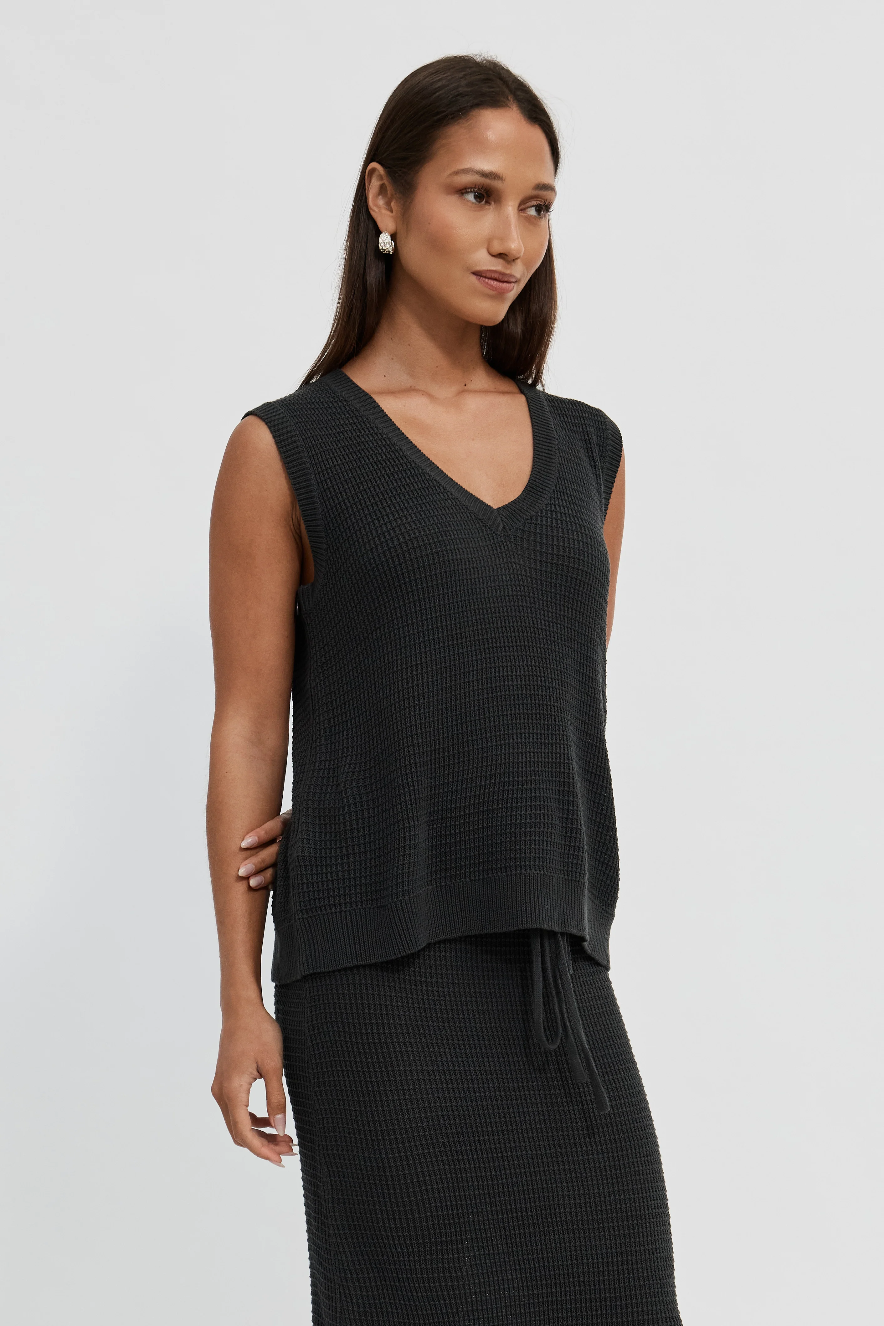Elodie Knit Vest Top - Slate - Image 7