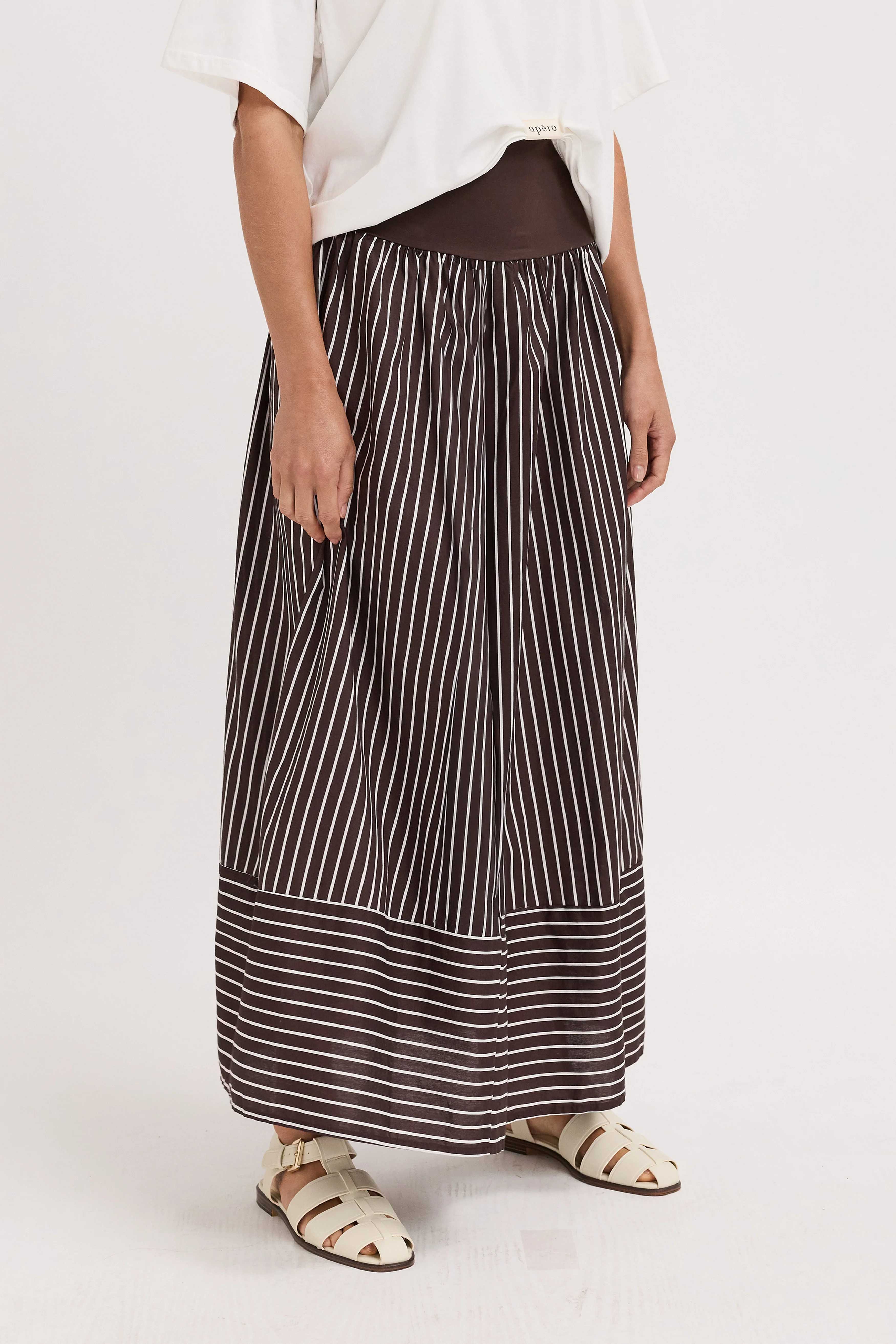 Emmy Drop-Waist Maxi Skirt - Chocolate / White - Image 4