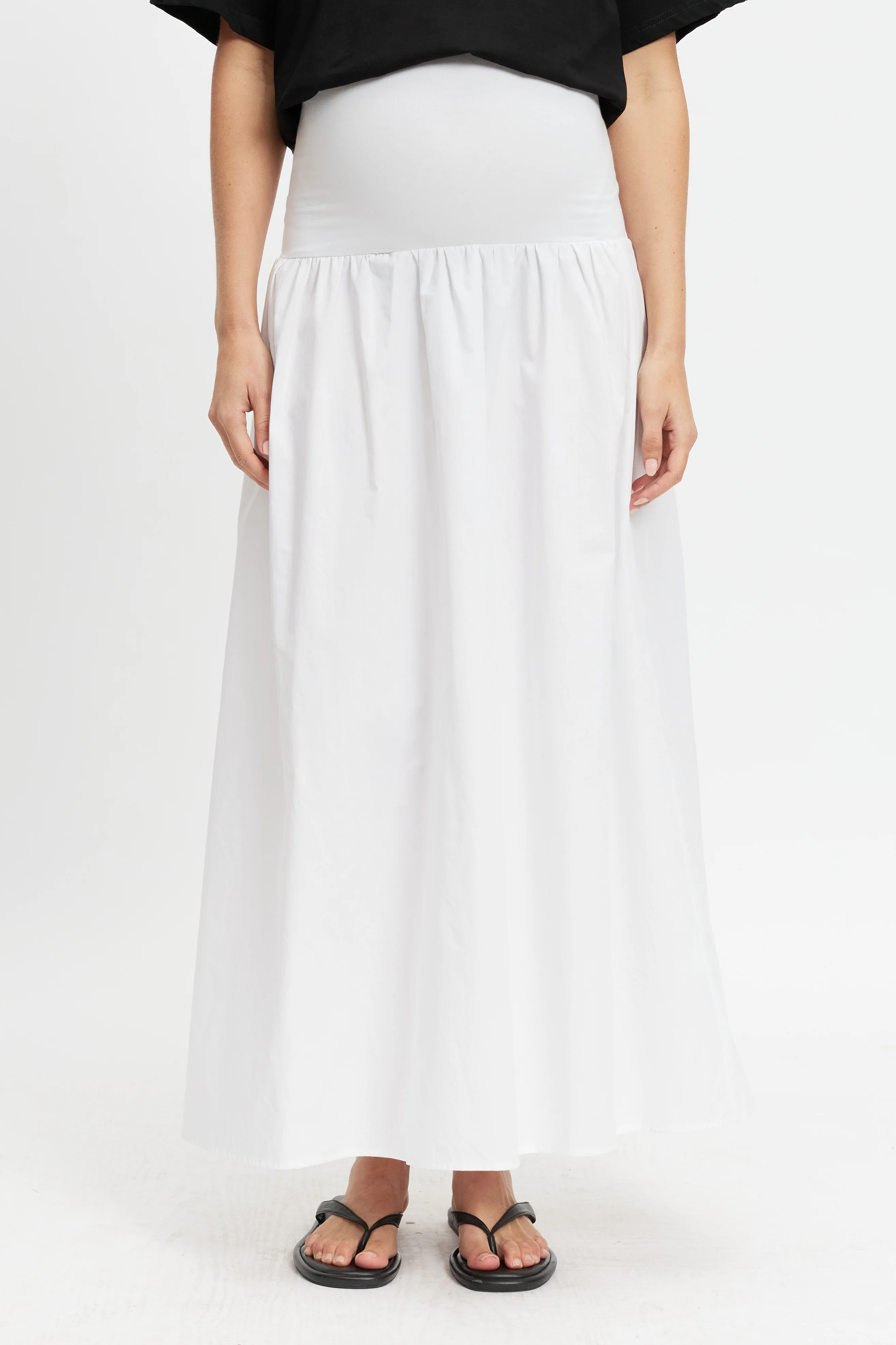 Emmy Drop-Waist Jersey Poplin Maxi Skirt - White - Image 3