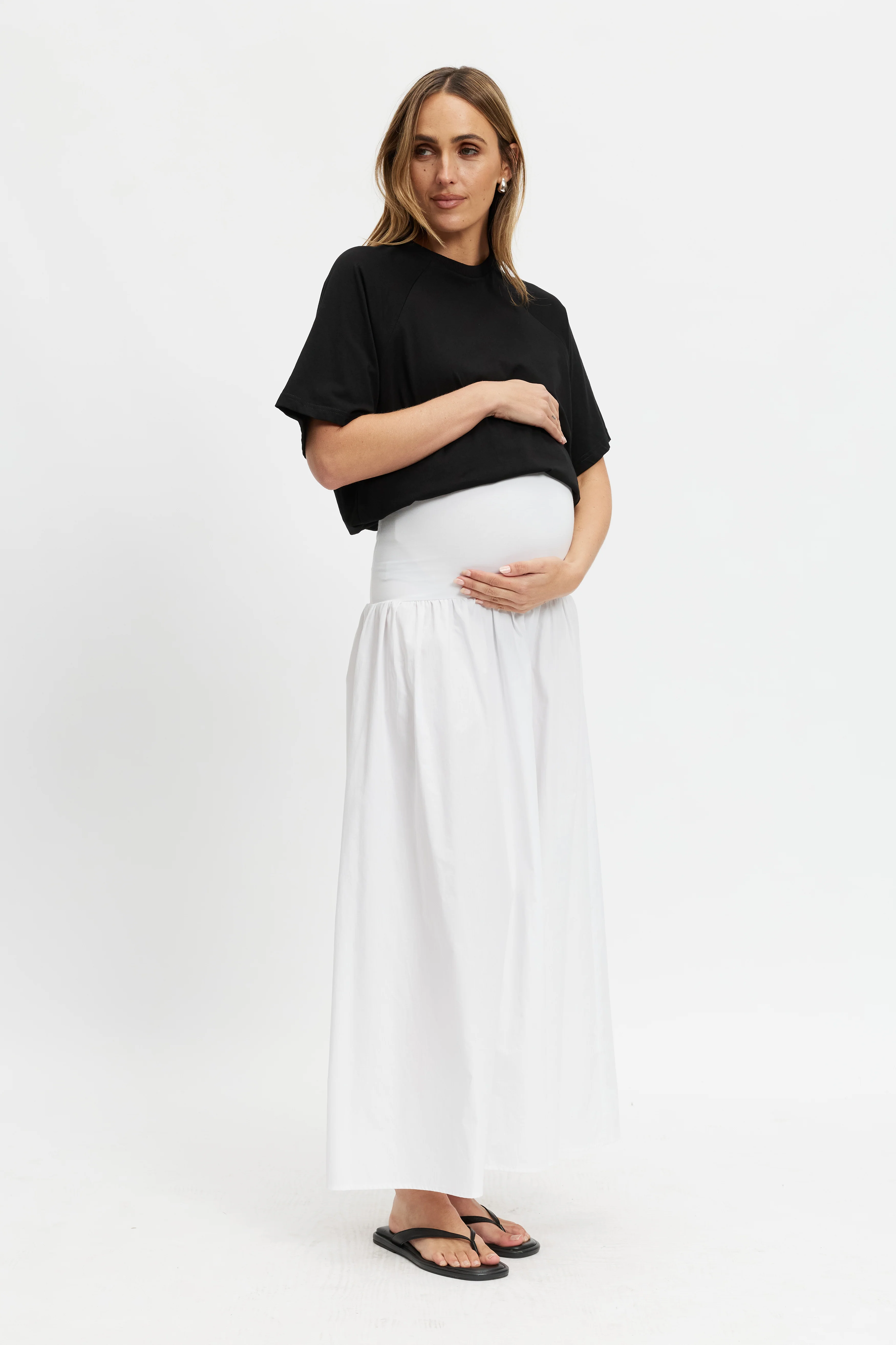 Emmy Drop-Waist Jersey Poplin Maxi Skirt - White - Image 4