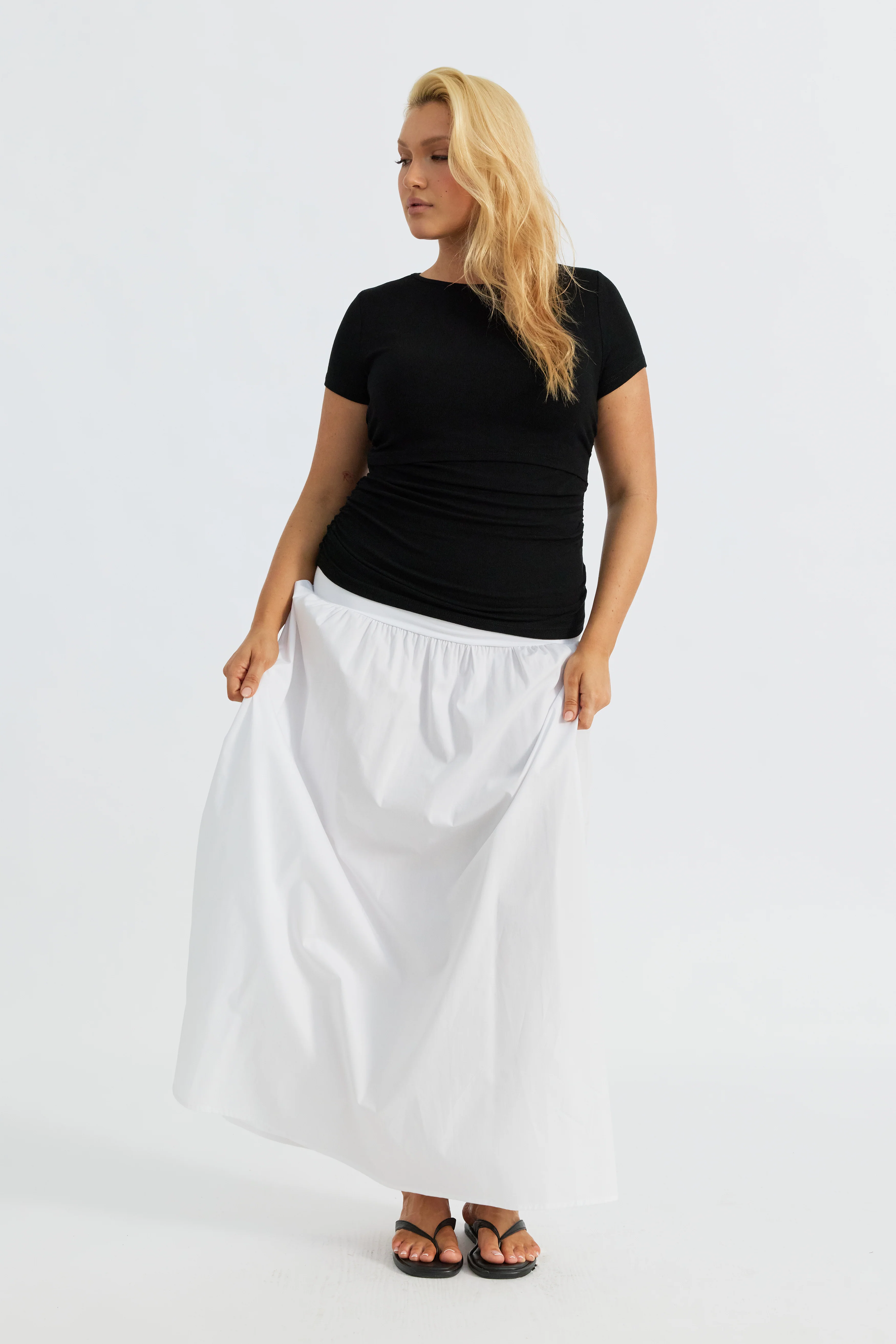 Emmy Drop-Waist Jersey Poplin Maxi Skirt - White - Image 5