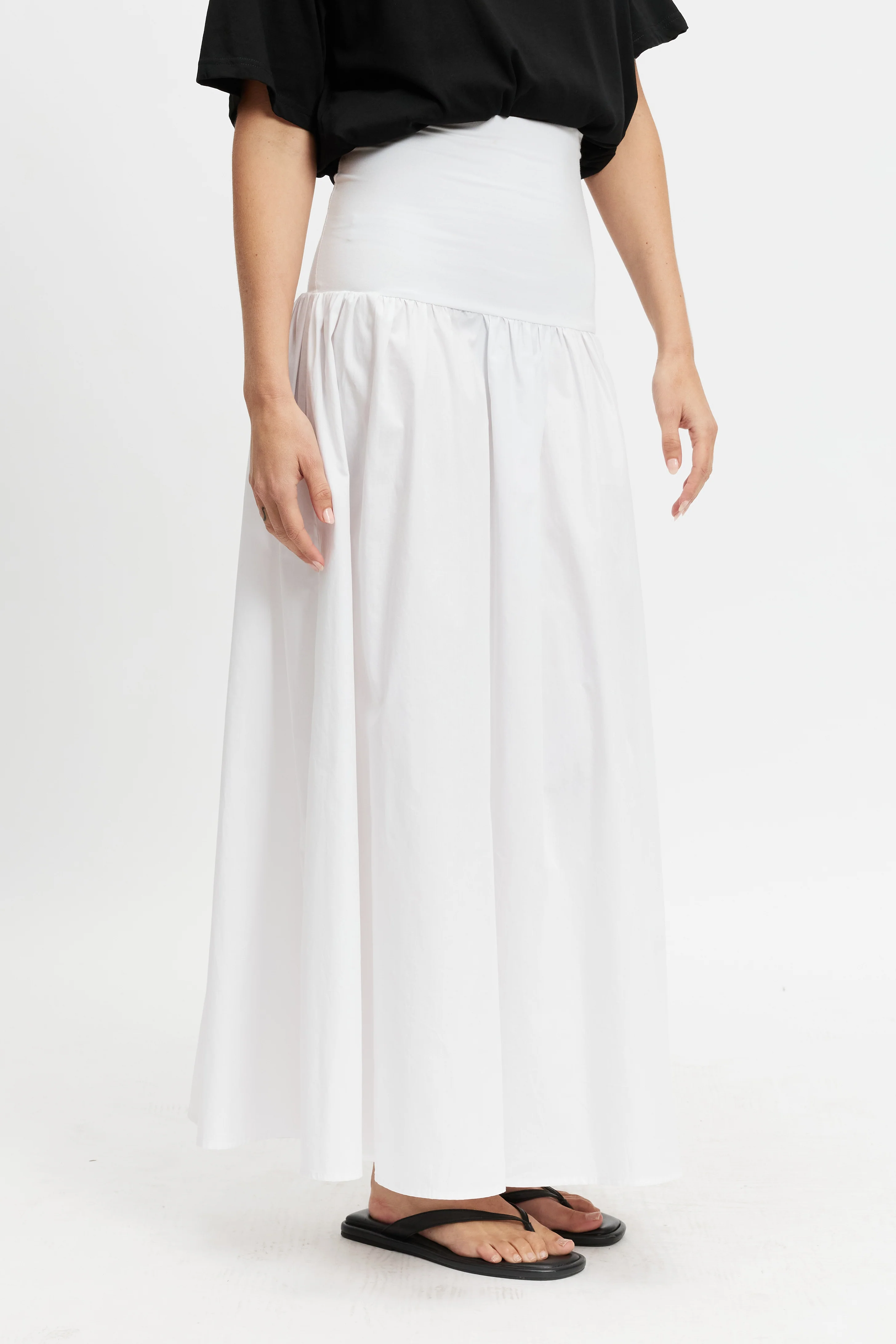 Emmy Drop-Waist Jersey Poplin Maxi Skirt - White - Image 6