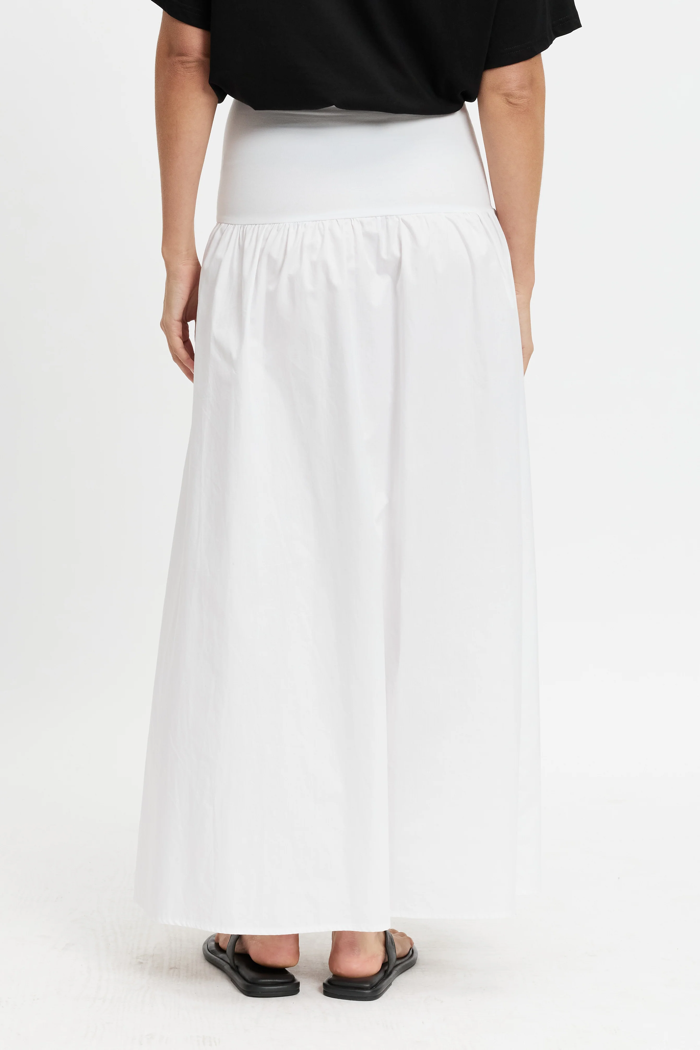 Emmy Drop-Waist Jersey Poplin Maxi Skirt - White - Image 8