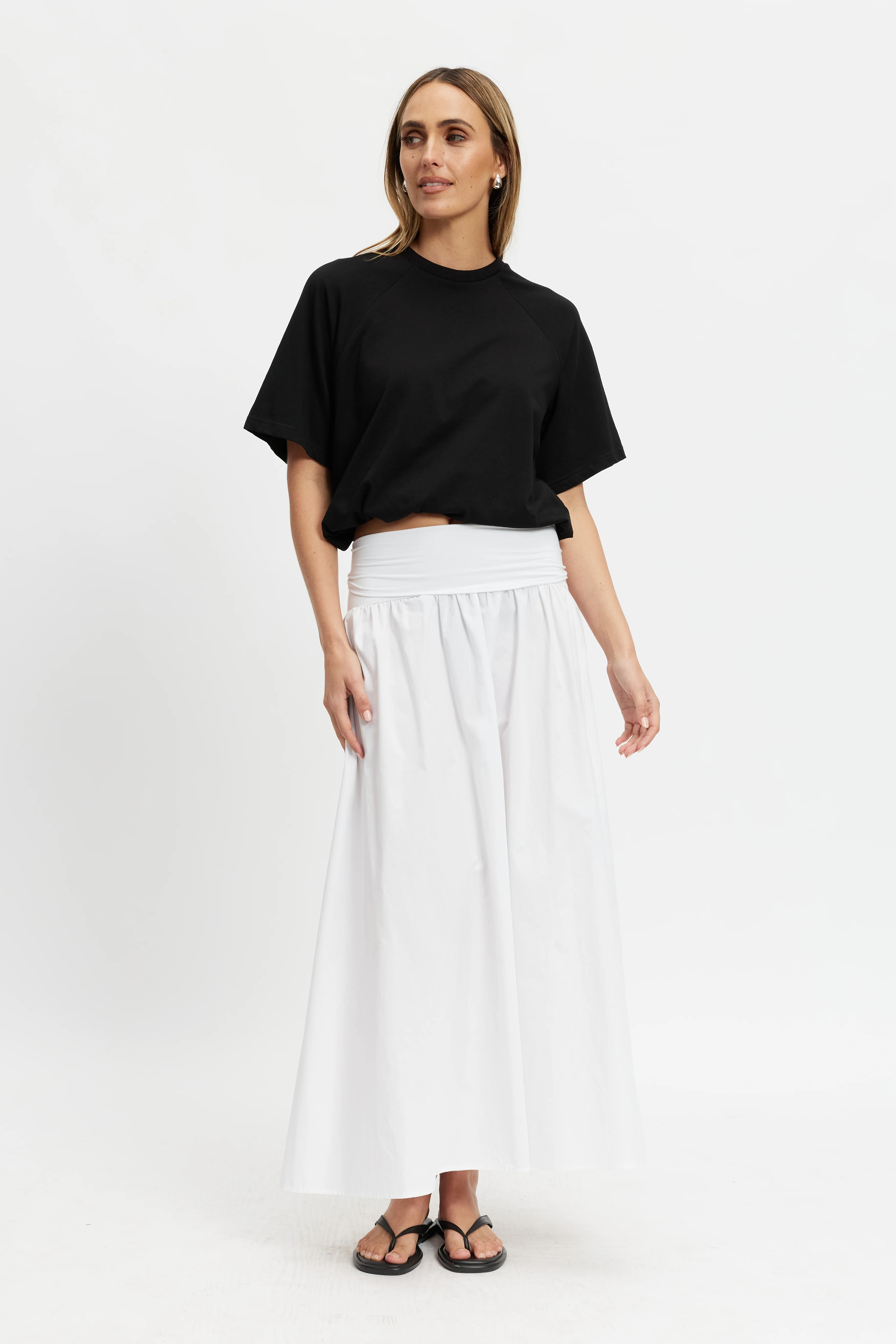 Emmy Drop-Waist Jersey Poplin Maxi Skirt - White - Image 9