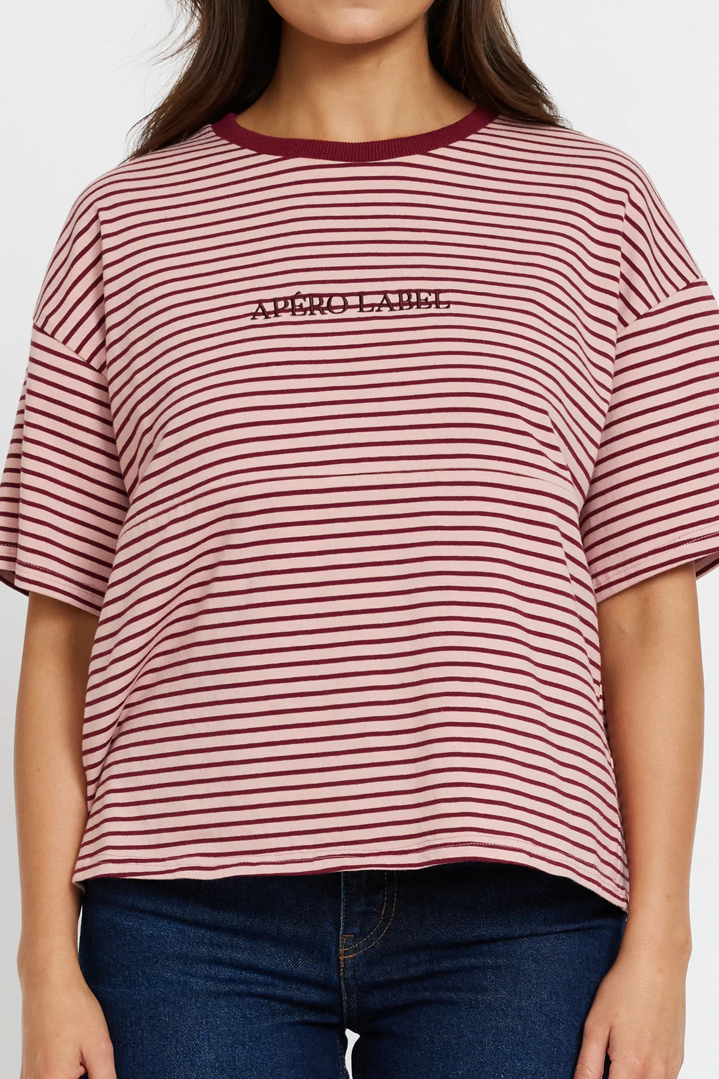 Era Drop-Shoulder Cropped Tee - Pink / Burgundy - Image 3