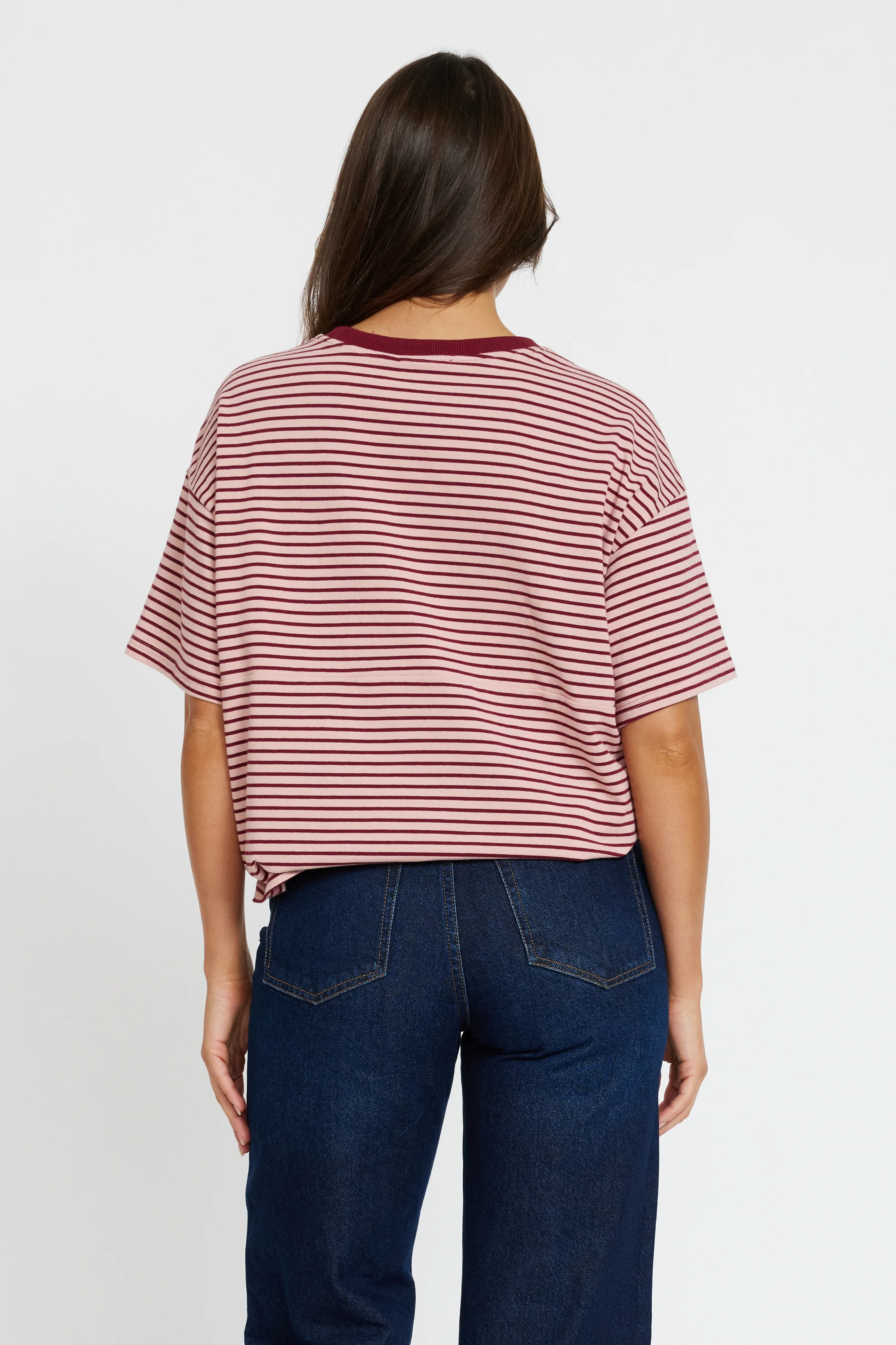 Era Drop-Shoulder Cropped Tee - Pink / Burgundy - Image 5