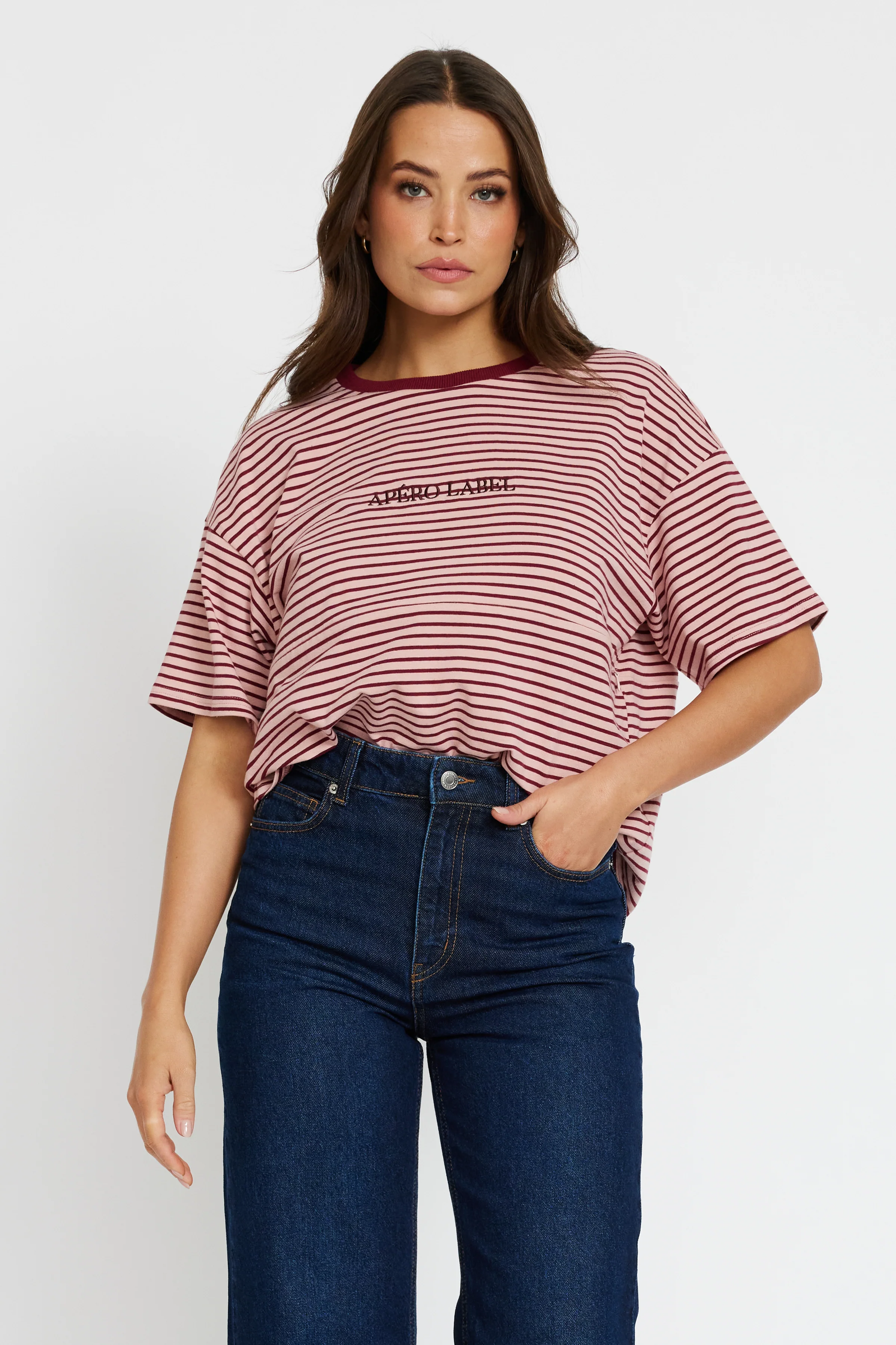Era Drop-Shoulder Cropped Tee - Pink / Burgundy - Image 6
