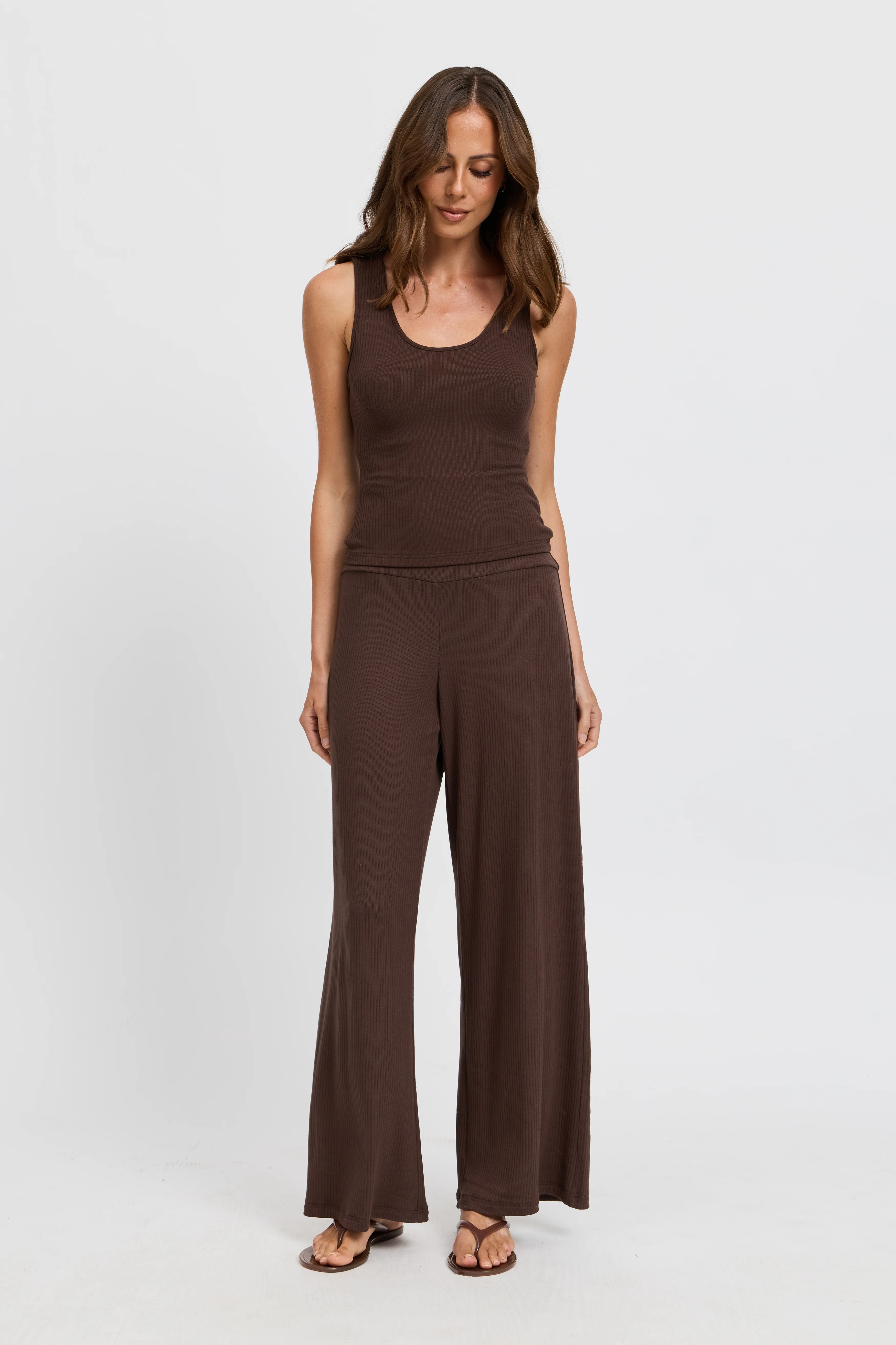 Esta Ribbed Scoop Neck Tank - Chocolate - Image 13