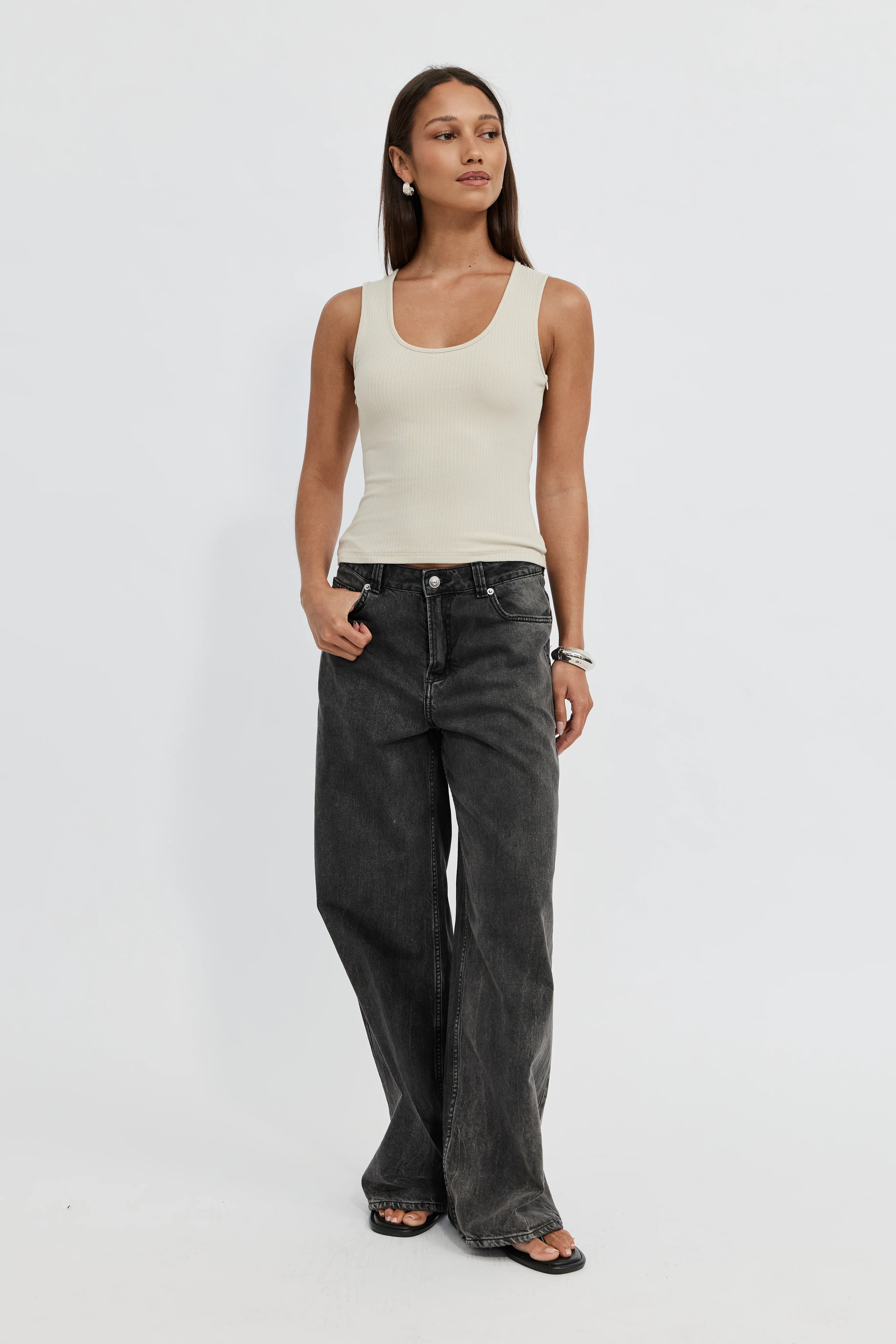 Esta Reversible Ribbed Scoop Neck Tank - Sage - Image 6
