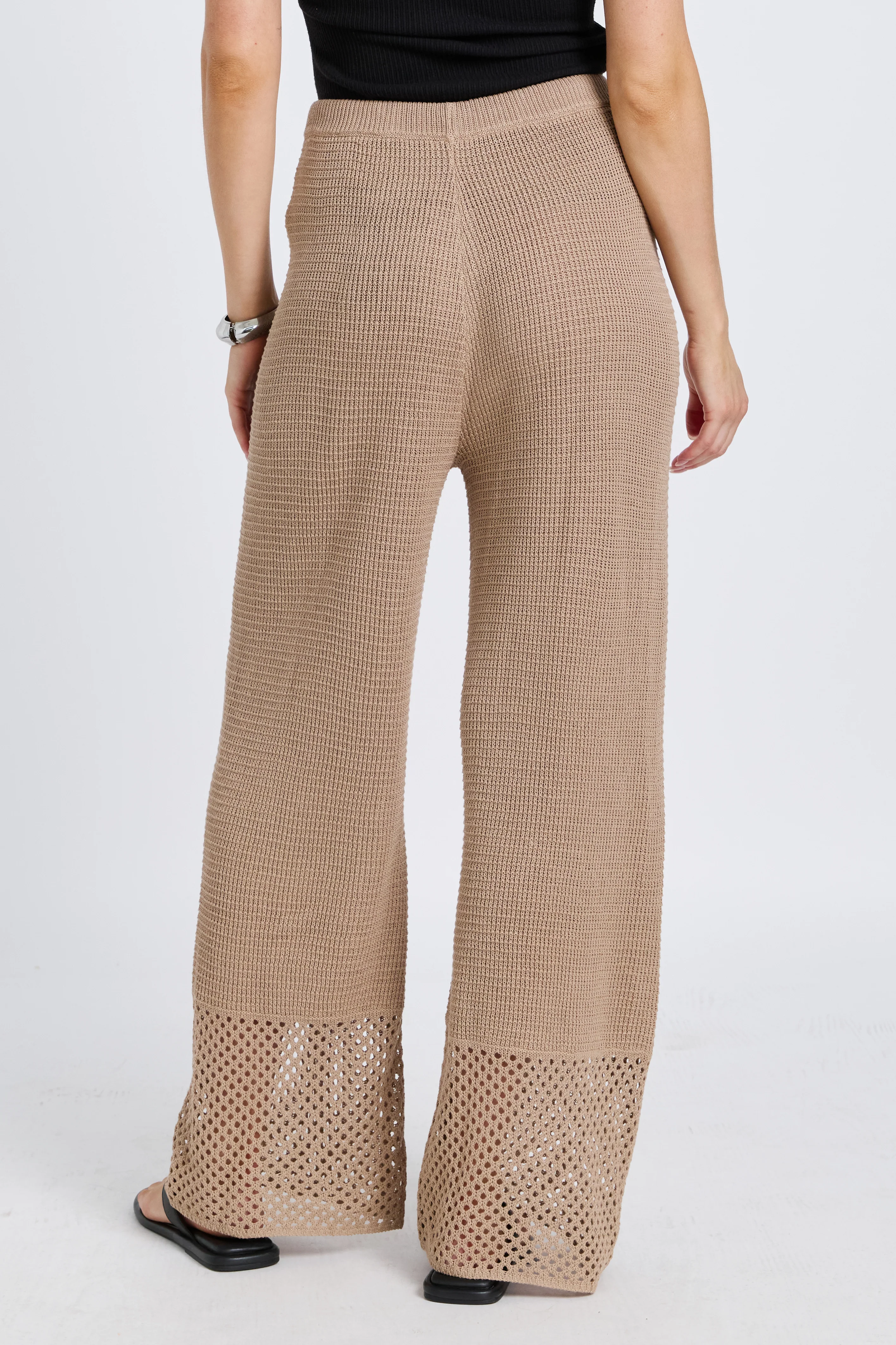 Evi Knit Wide Leg Pant - Stone Beige - Image 7