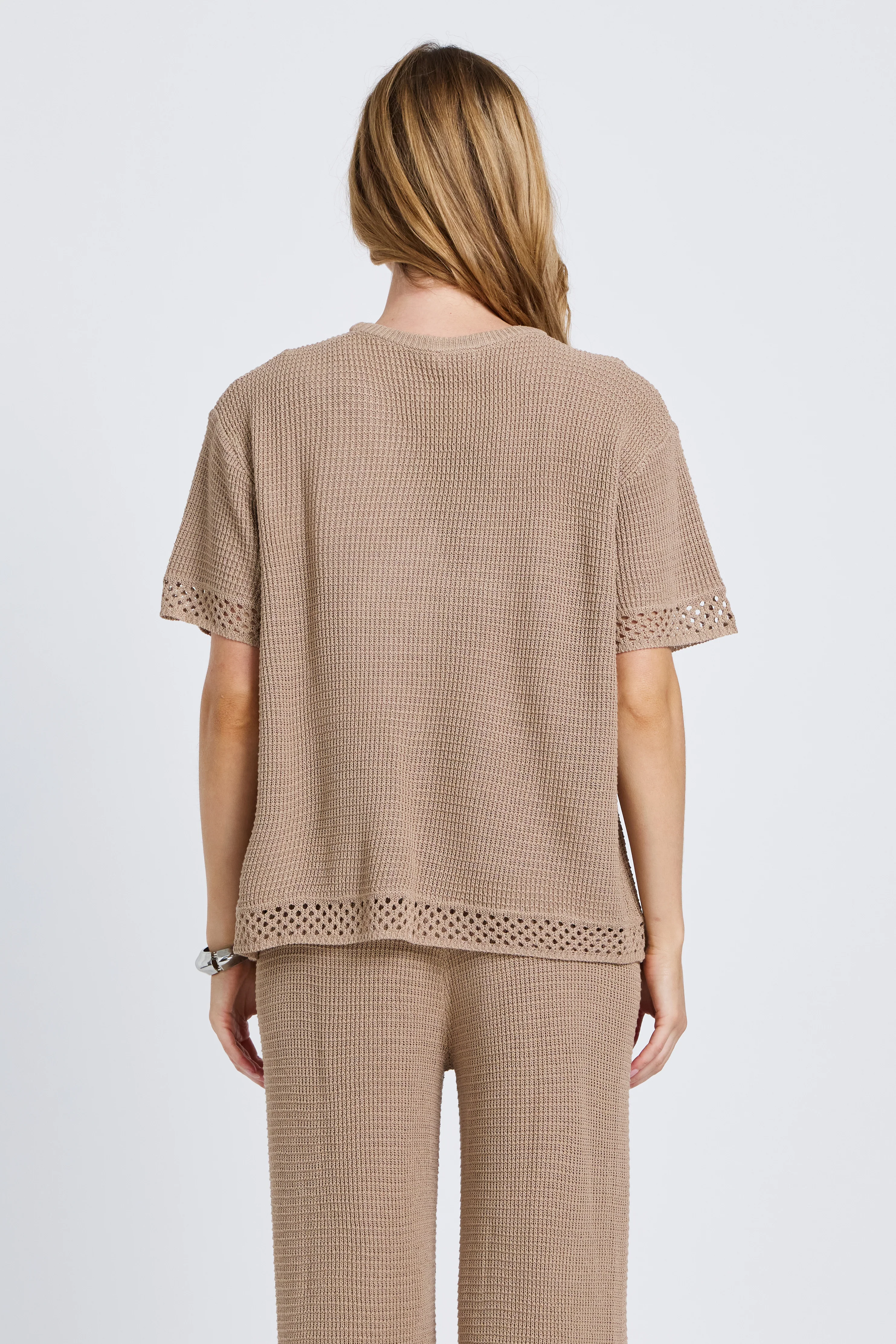Evi Knit Wrap Tee - Stone Beige - Image 7