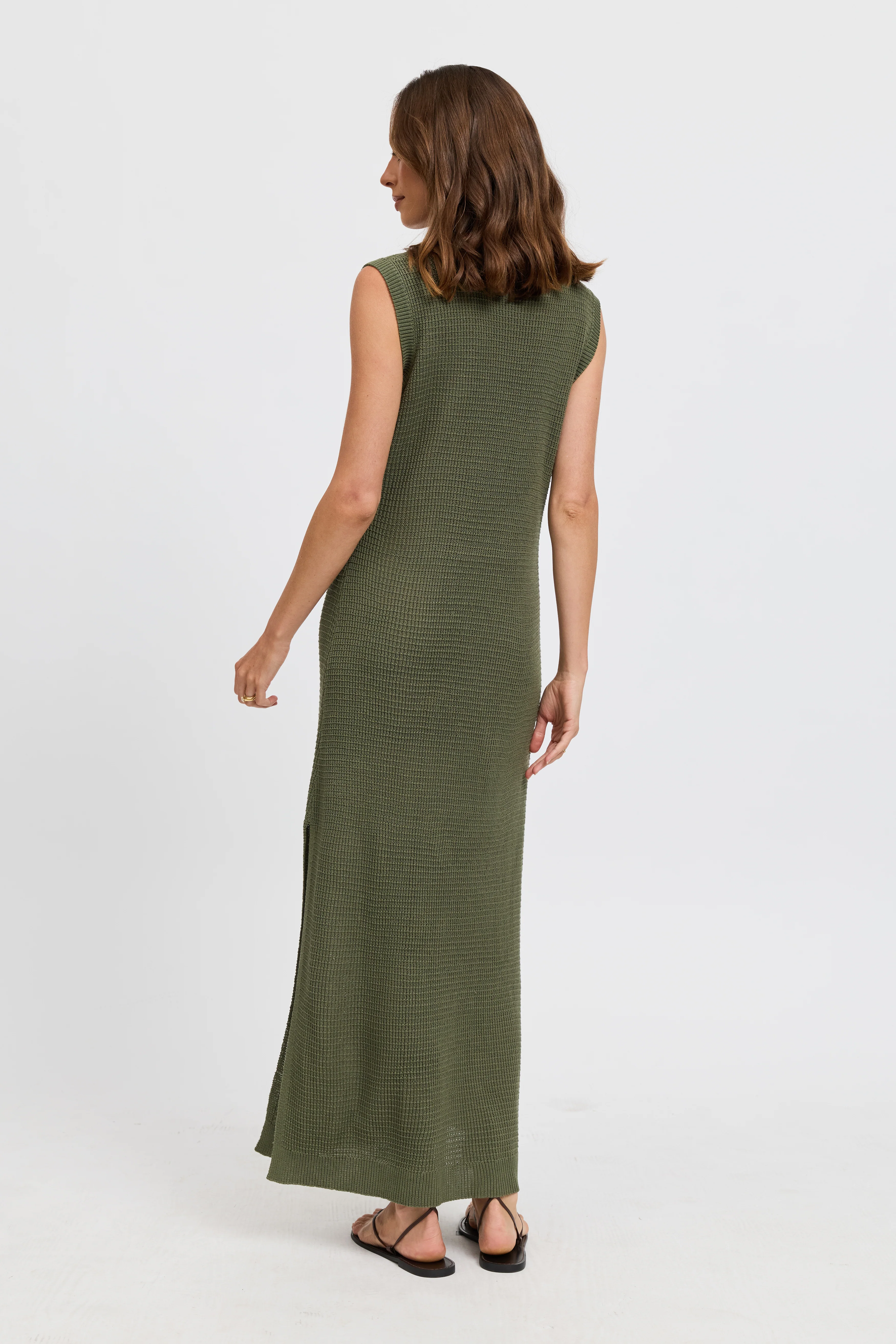 Gaia Knit Midi Dress - Olive - Image 8