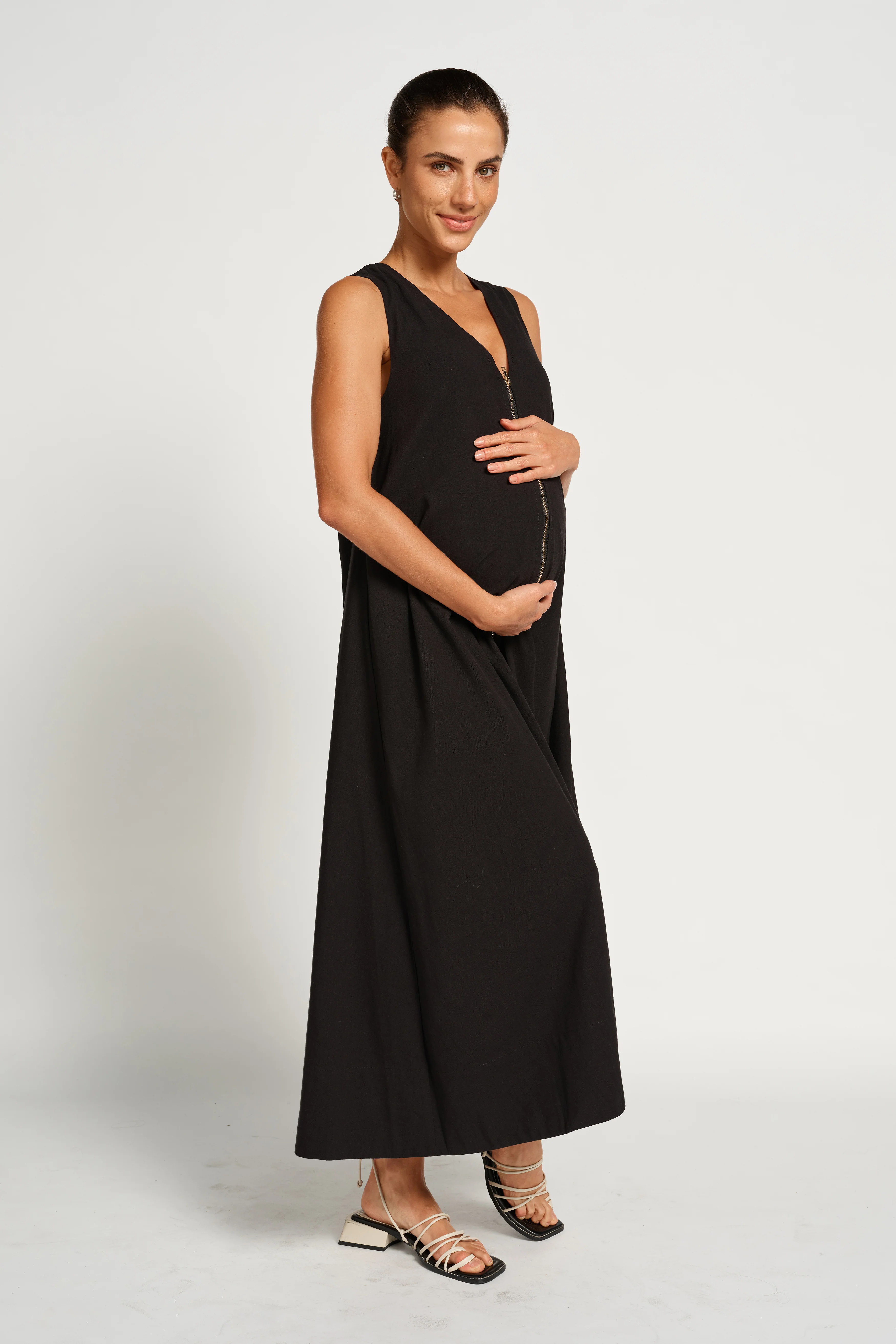 Gill Zip-Front Midi Dress - Black - Image 4