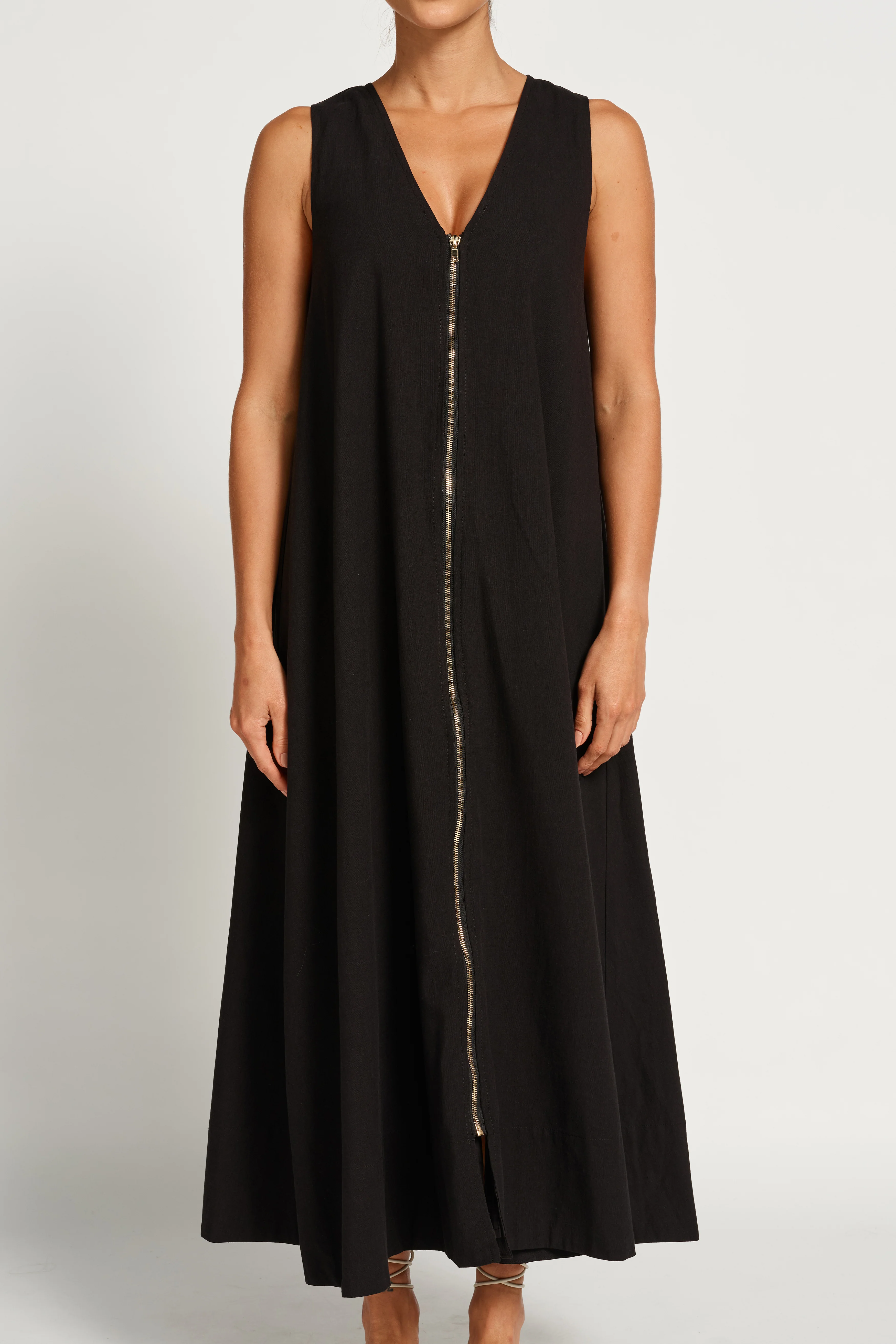 Gill Zip-Front Midi Dress - Black - Image 5