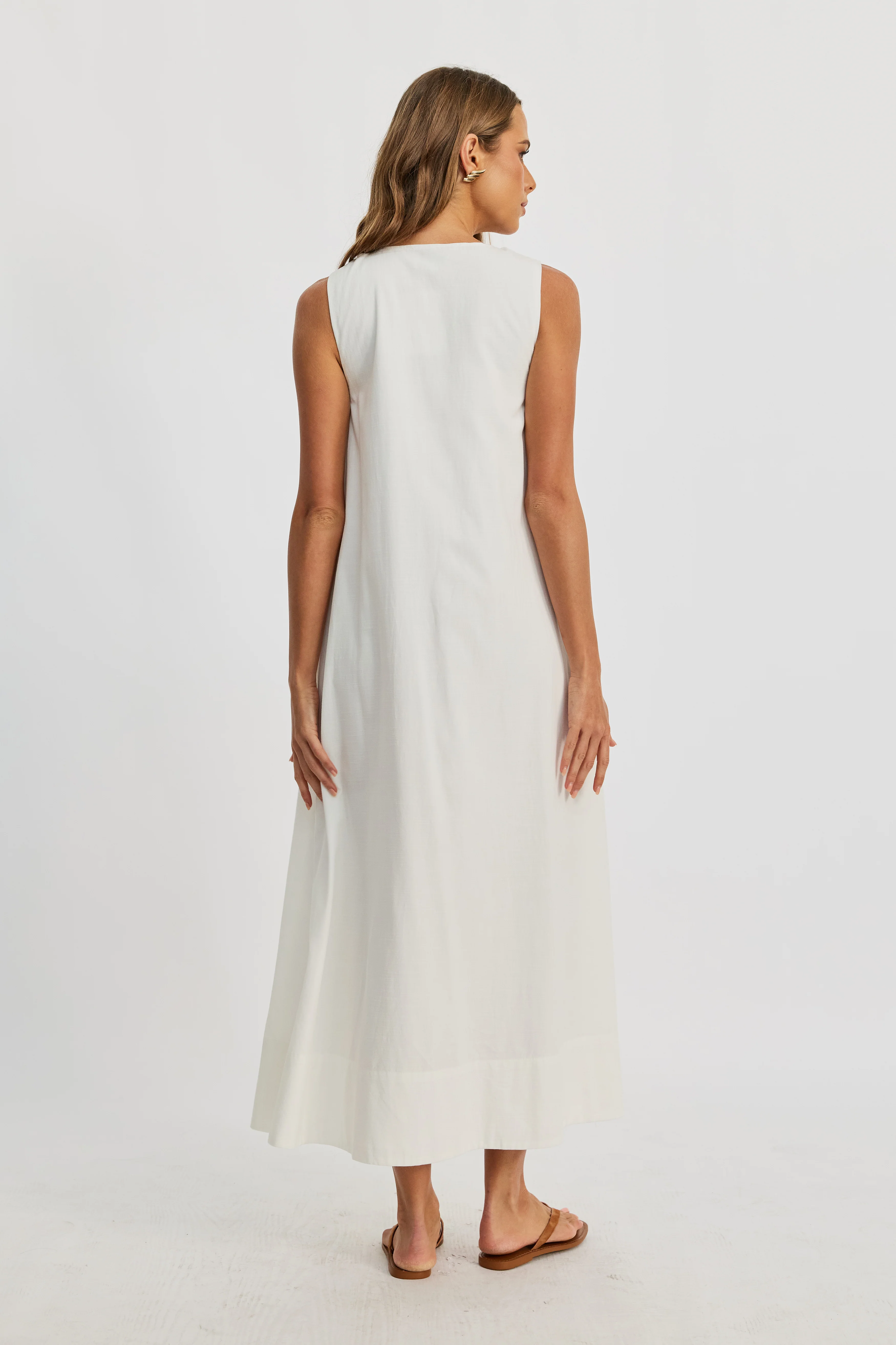 Gill Zip-Front Midi Dress - White - Image 7